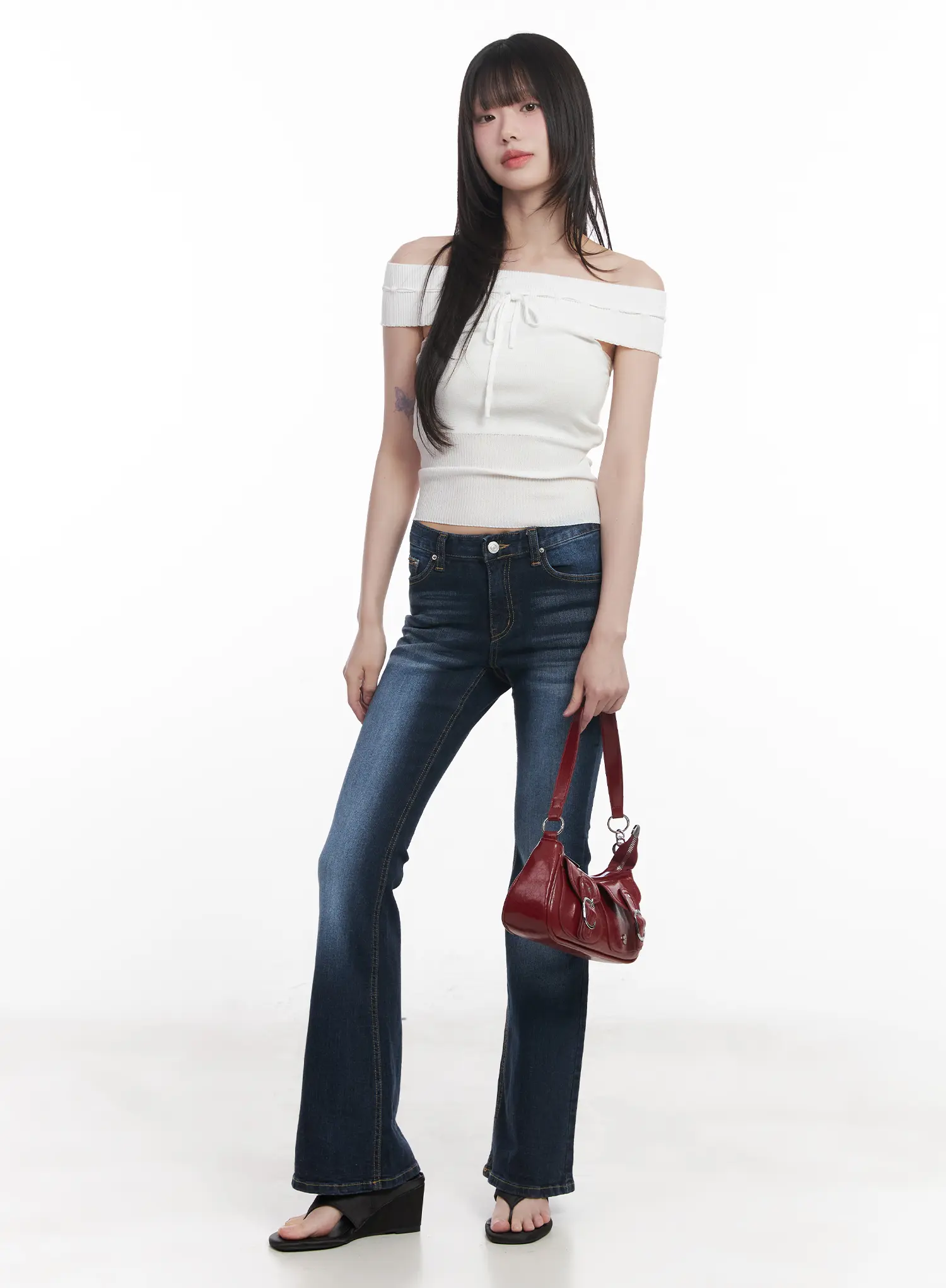 Off-Shoulder Ribbon Sleeveless Sweater CU519 - Image 8
