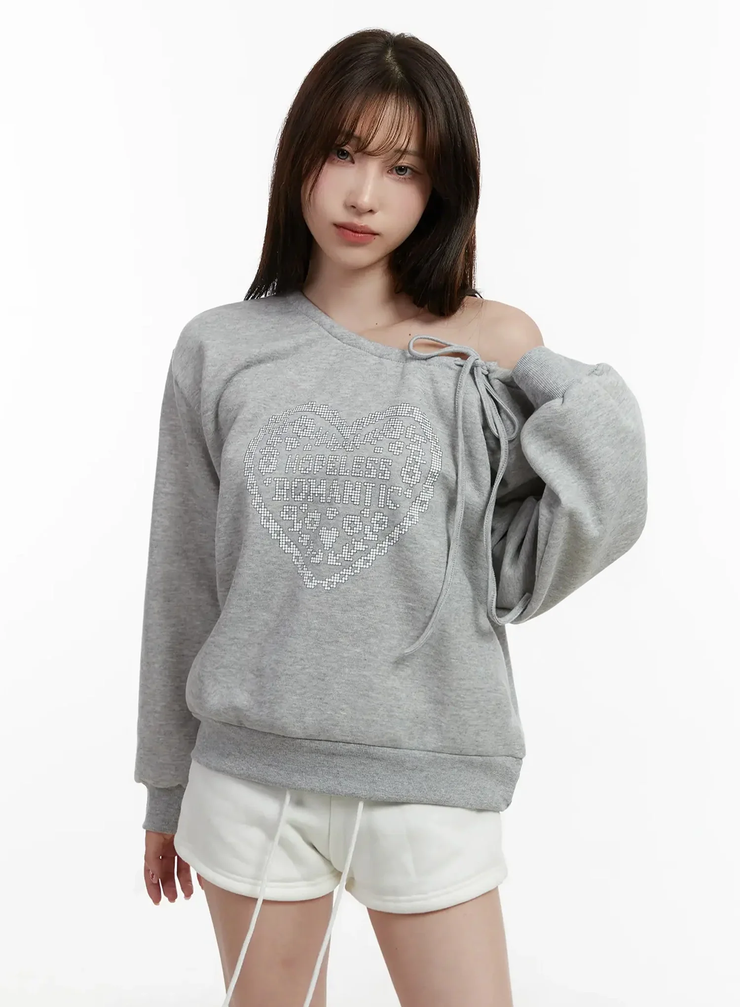 Off-Shoulder Ribbon Sweatshirt IJ521 - Image 6