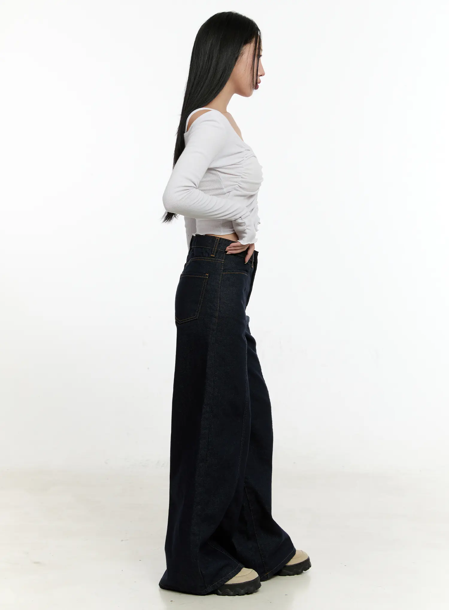 Off-Shoulder Ruched Long Sleeve Top CN506 - Image 5