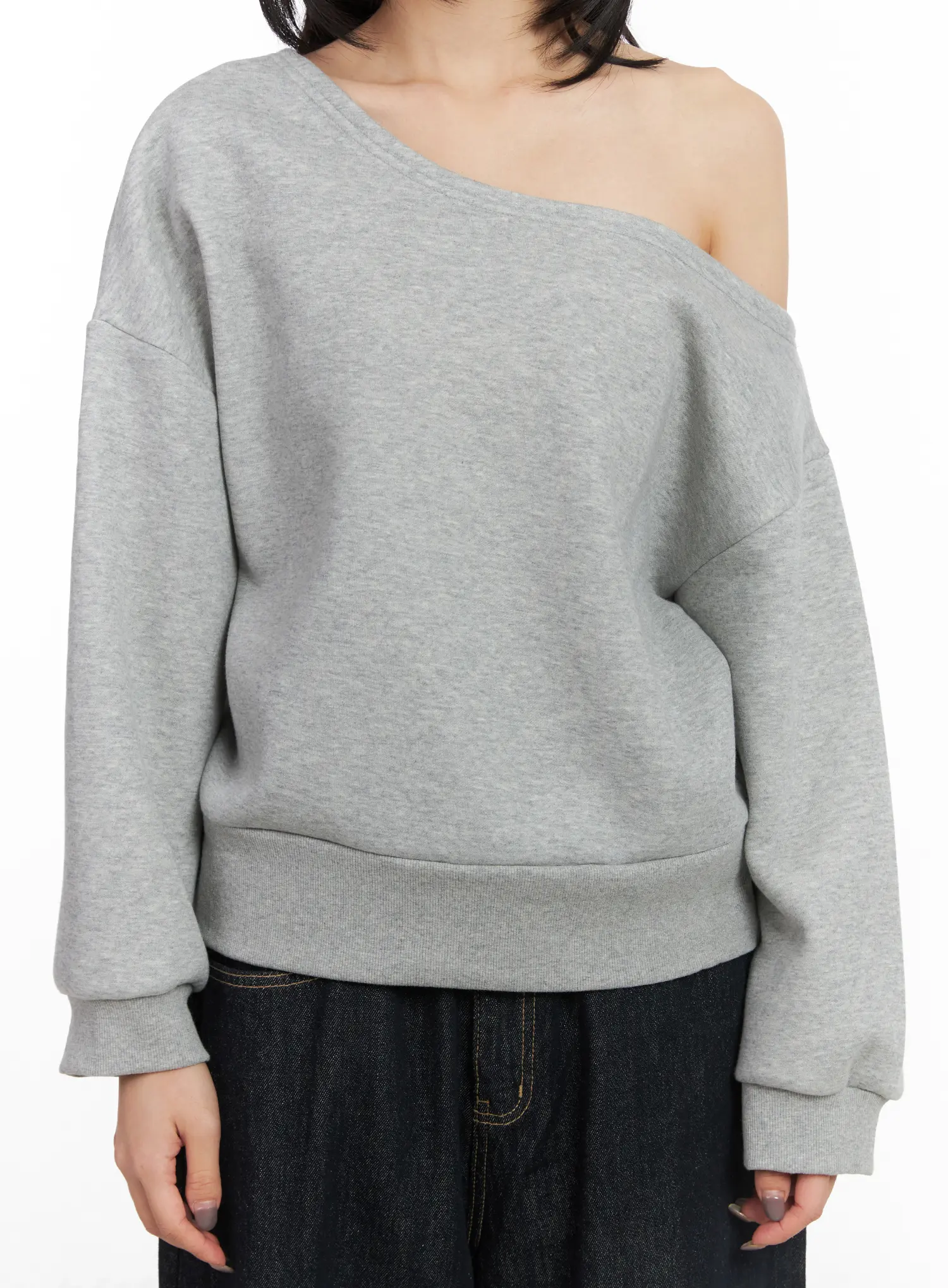 One Shoulder Fleece Sweatshirt CD508 - Image 3