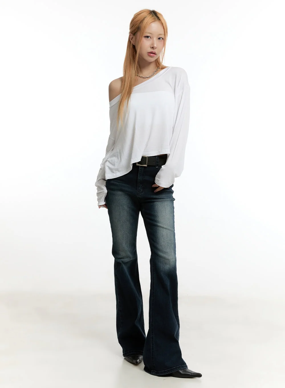 One-Shoulder Long-Sleeve Crop Top CY501 - Image 2