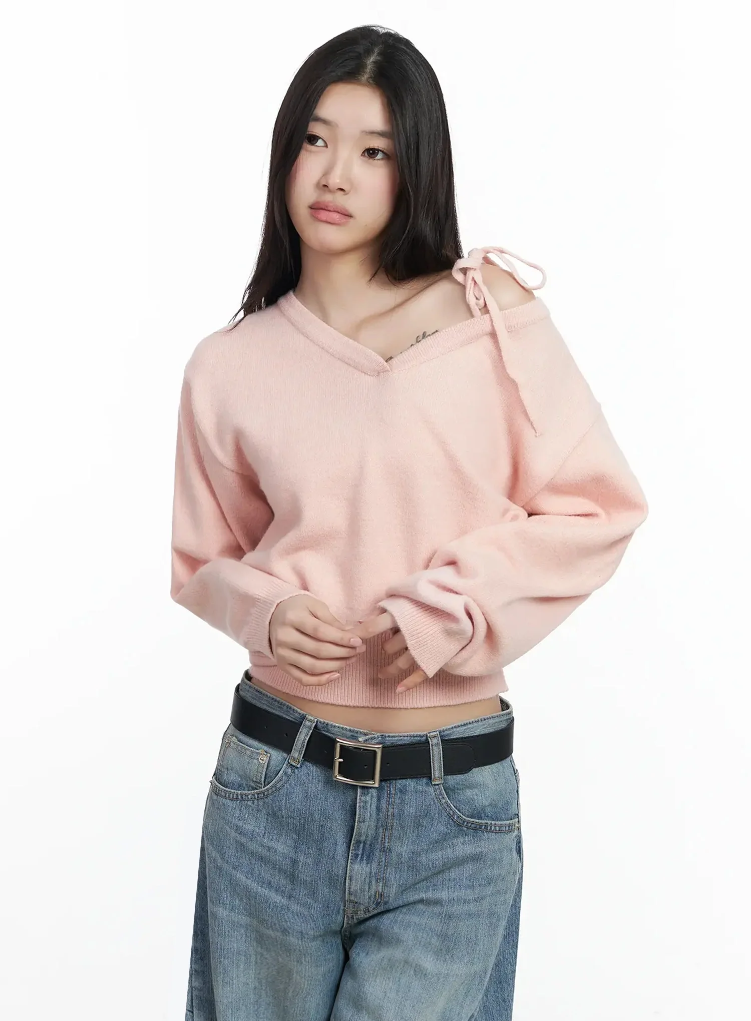 One-Shoulder Tie Sweater IM504 - Image 14