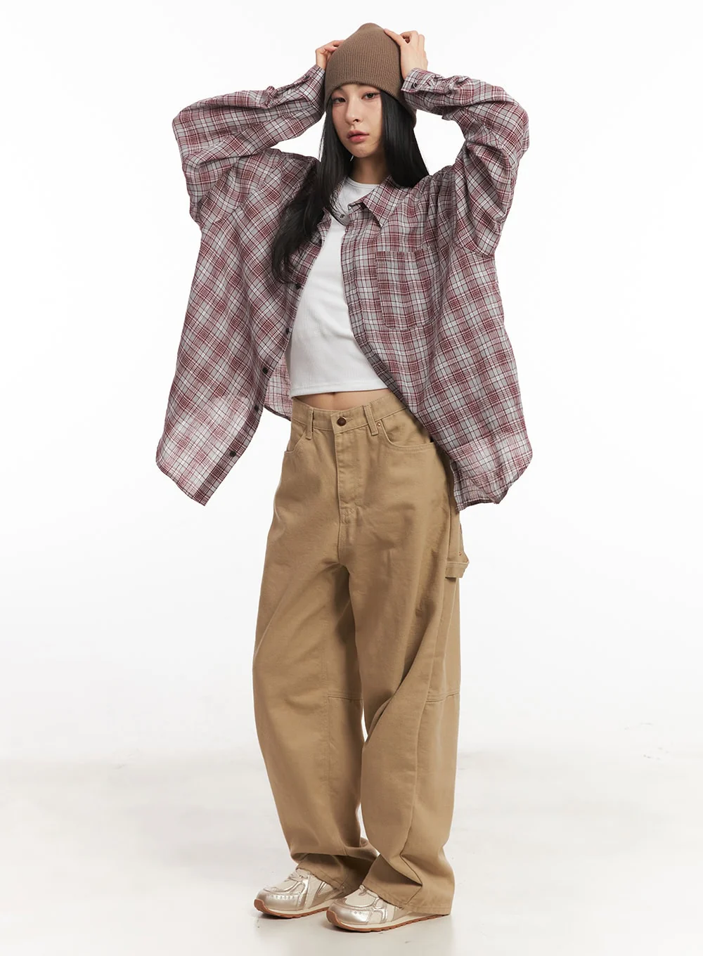 Oversize Checkered Collared Shirt CA504