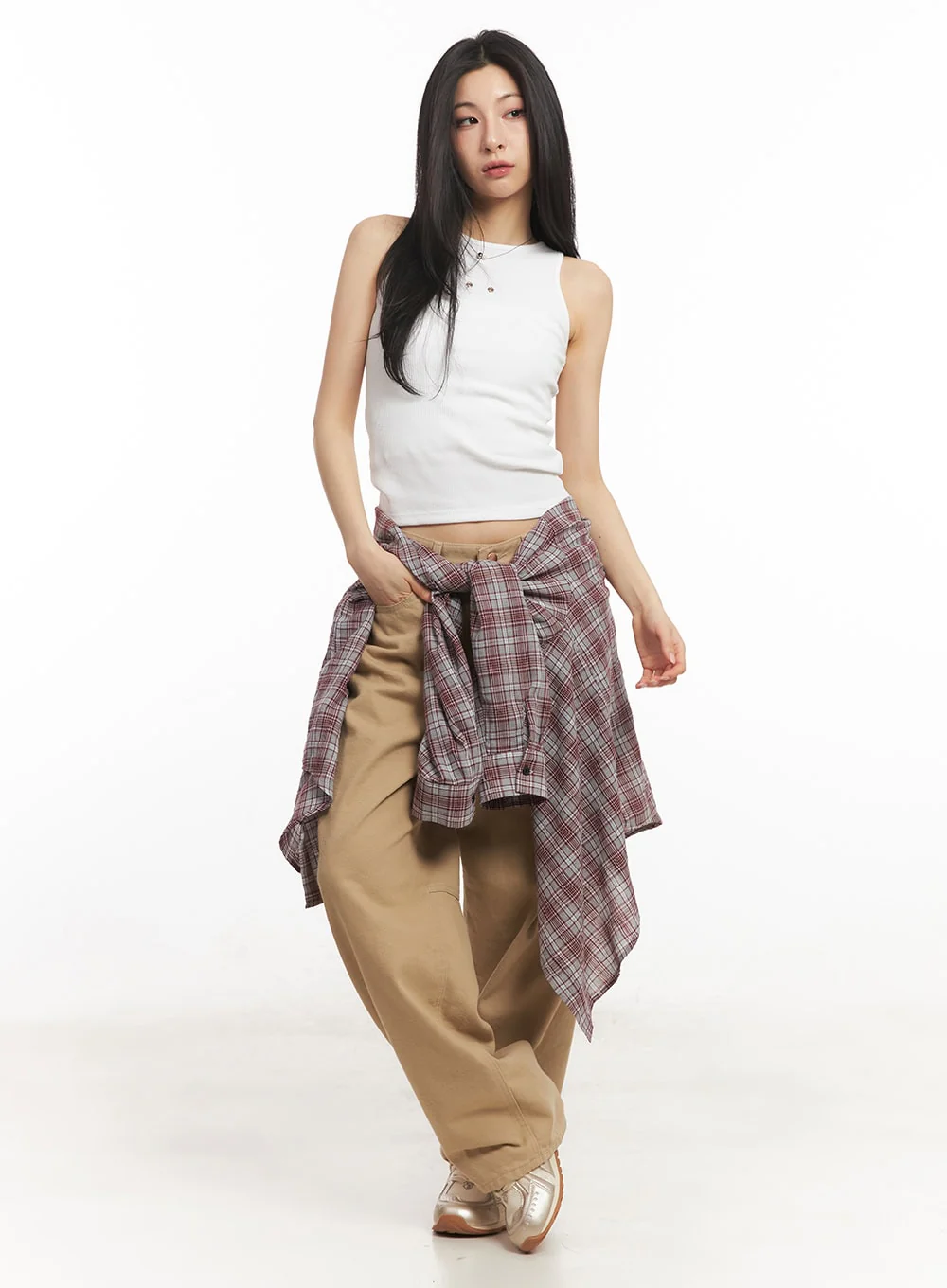 Oversize Checkered Collared Shirt CA504 - Image 9