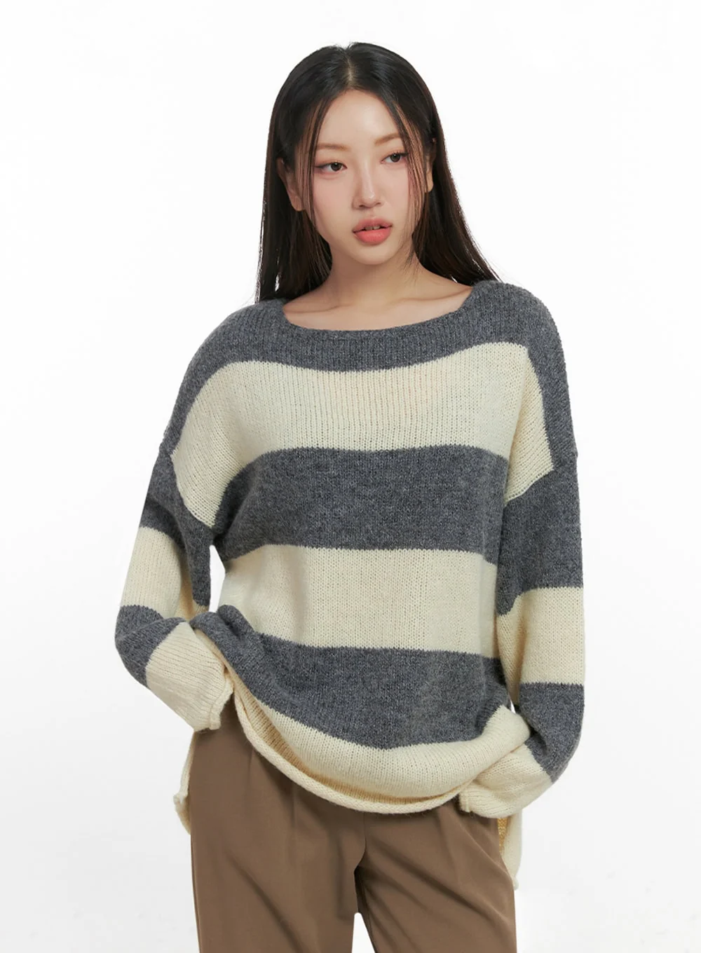 Oversize Stripe Wool Sweater IN415 - Image 10