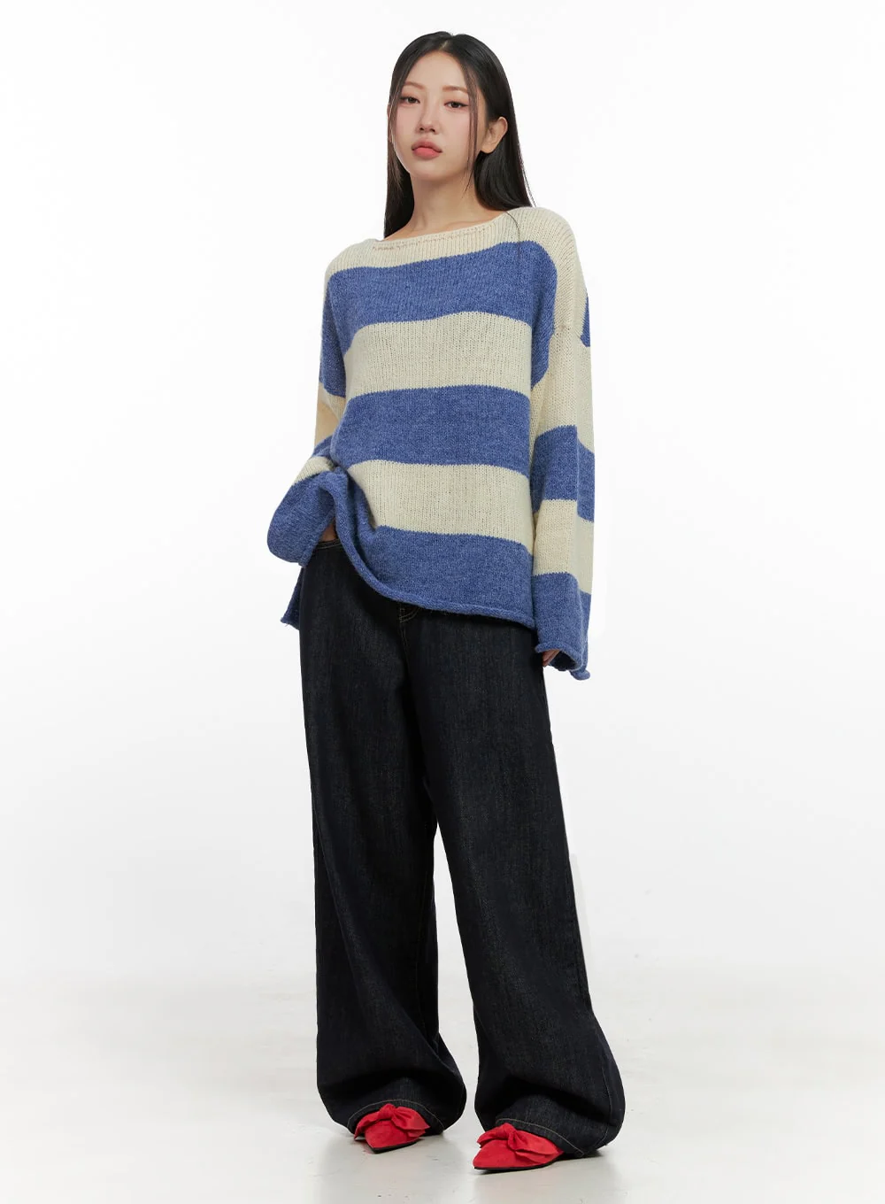 Oversize Stripe Wool Sweater IN415 - Image 11