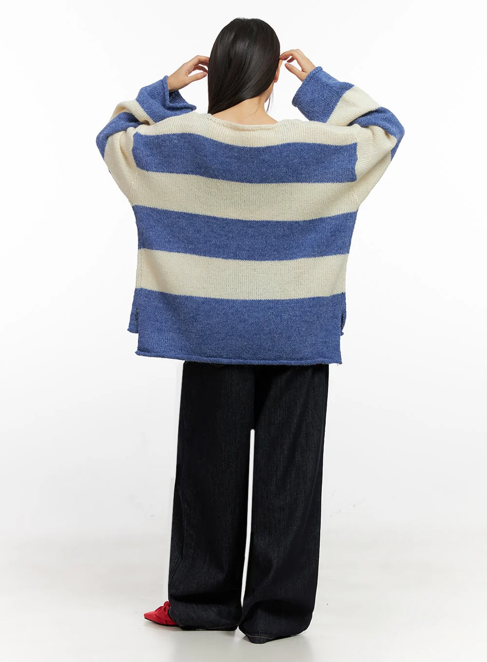 Oversize Stripe Wool Sweater IN415 - Image 13