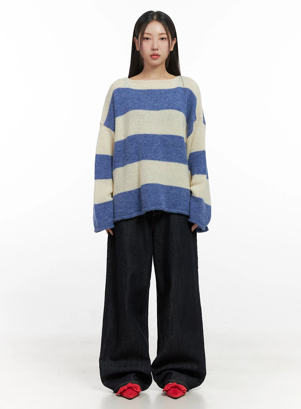 Oversize Stripe Wool Sweater IN415 - Image 5