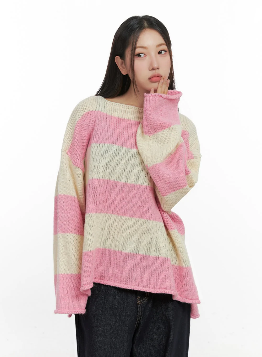 Oversize Stripe Wool Sweater IN415 - Image 7