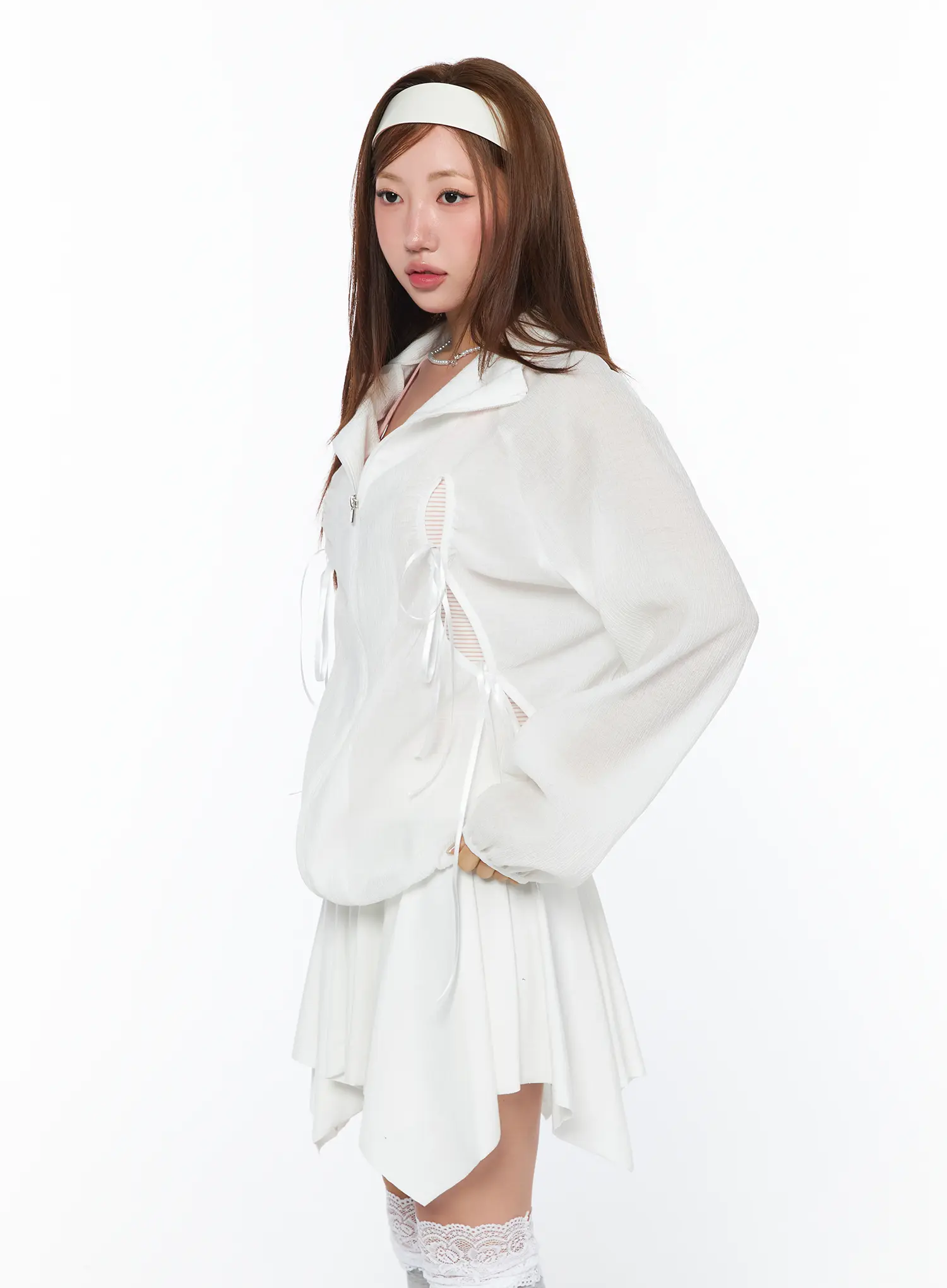 Oversized Bow Detail Windbreaker CA514 - Image 4