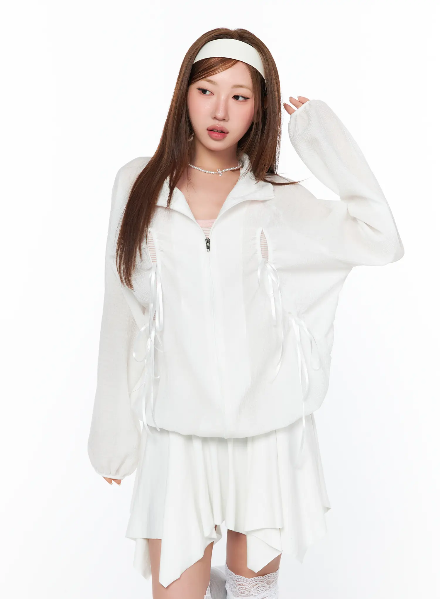 Oversized Bow Detail Windbreaker CA514 - Image 8
