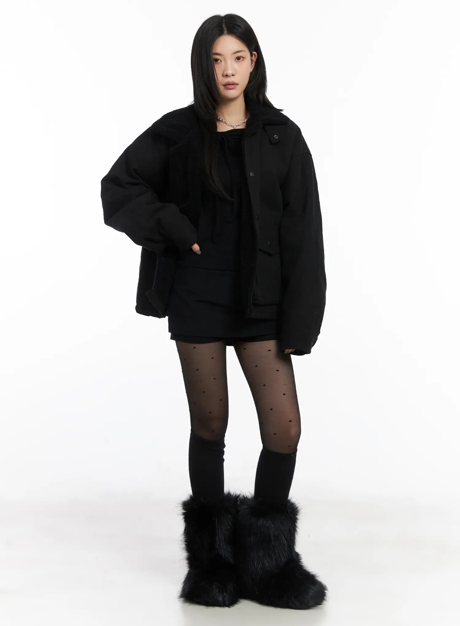 Oversized Button Fleece Jacket CD508 - Image 7