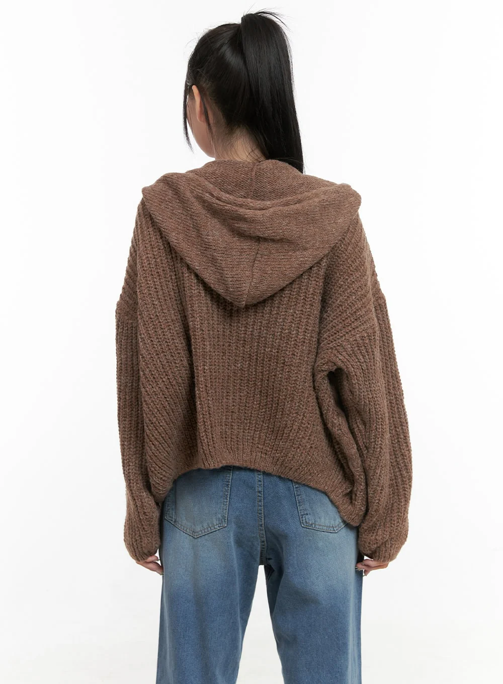 Oversized Cable Knit Hooded Sweater OS410 - Image 7