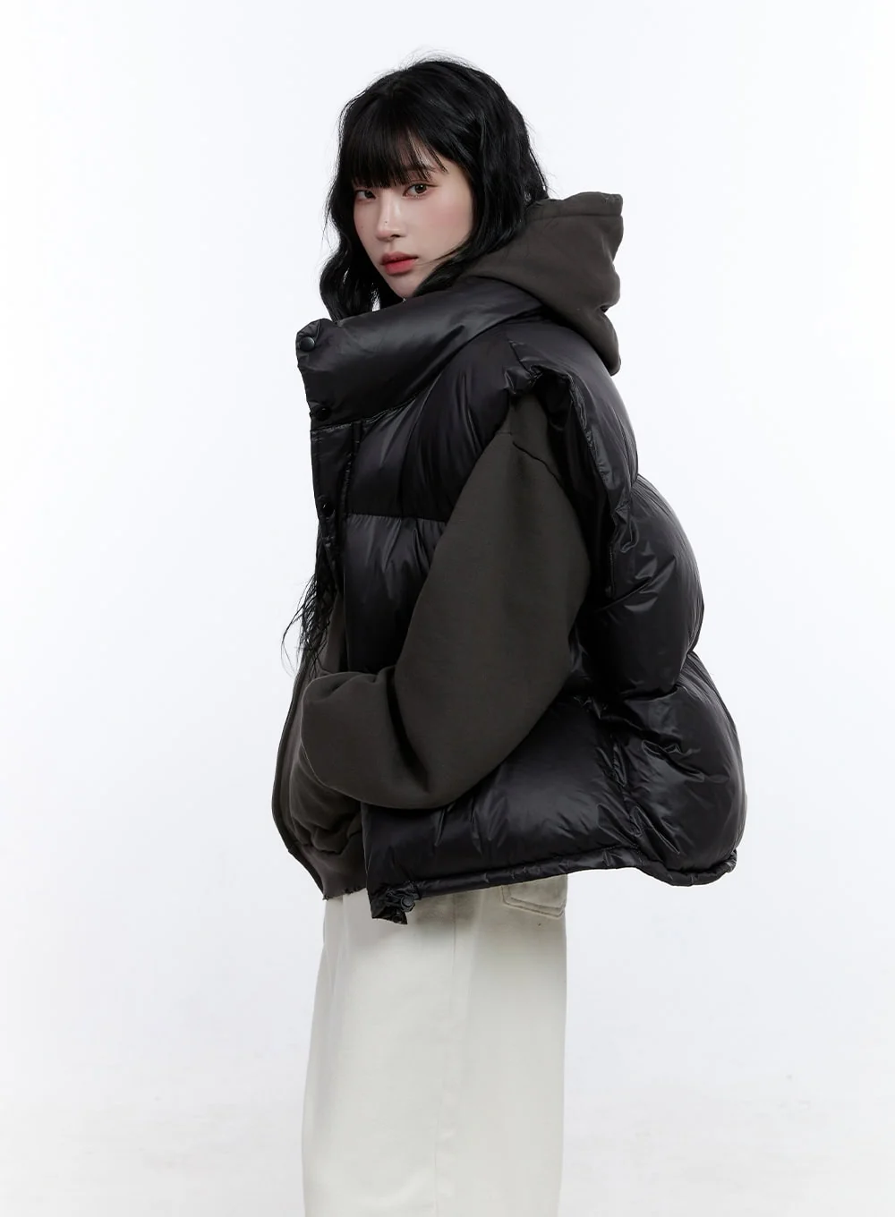 Oversized Chic Zip-Up Puffer Vest CD419 - Image 3