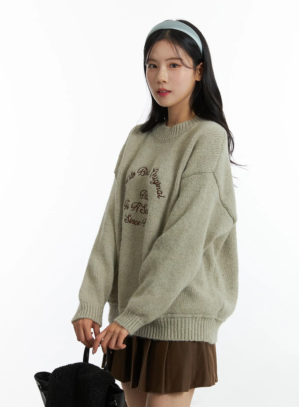 Oversized Crew Neck Knit Sweater ON327