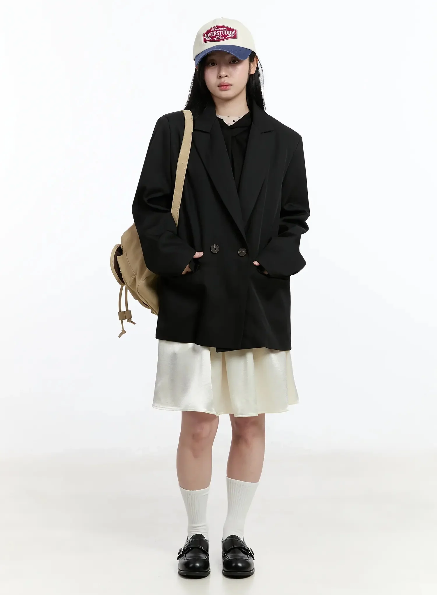 Oversized Double-Button Blazer IM519 - Image 5
