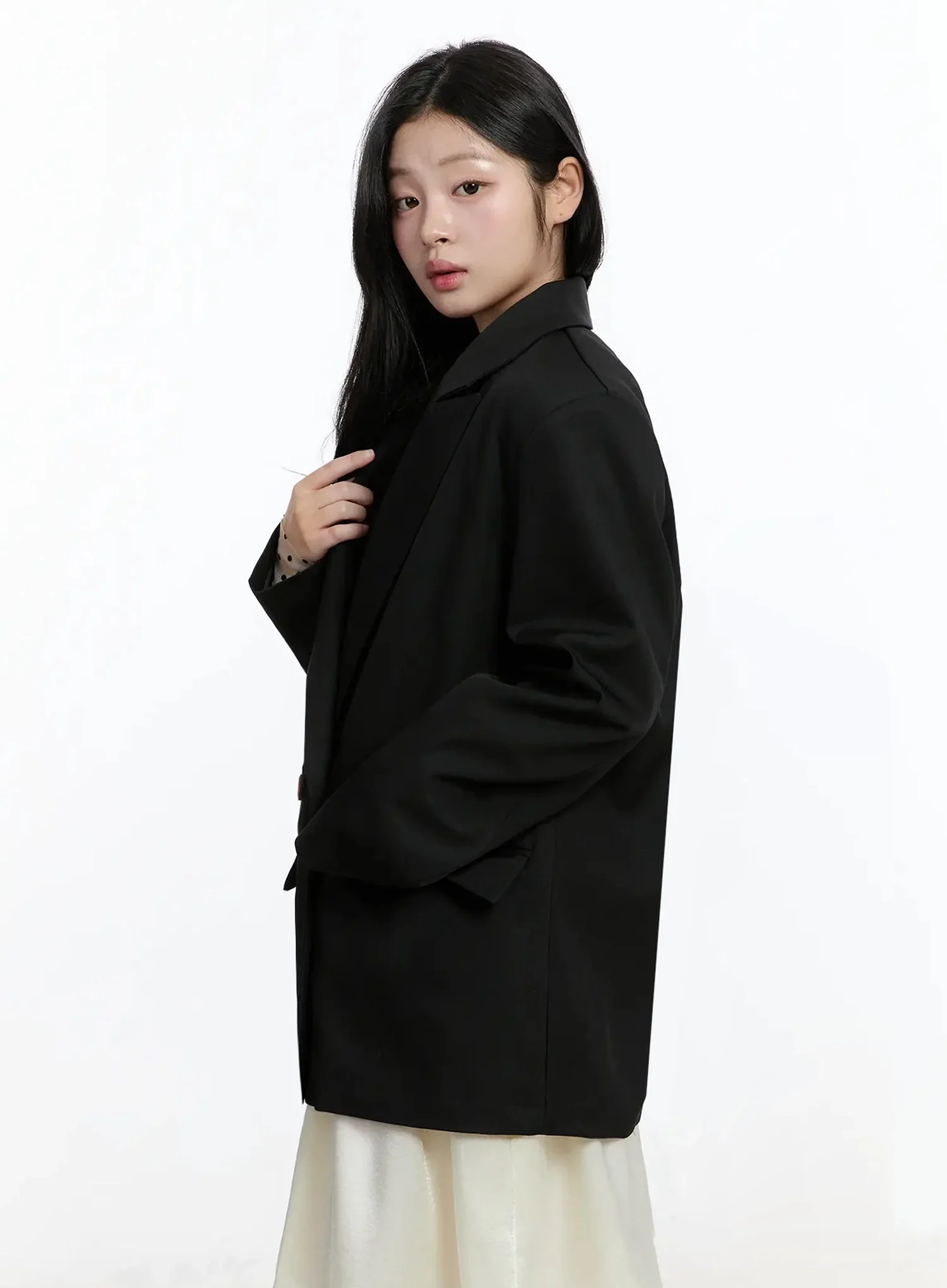 Oversized Double-Button Blazer IM519 - Image 8