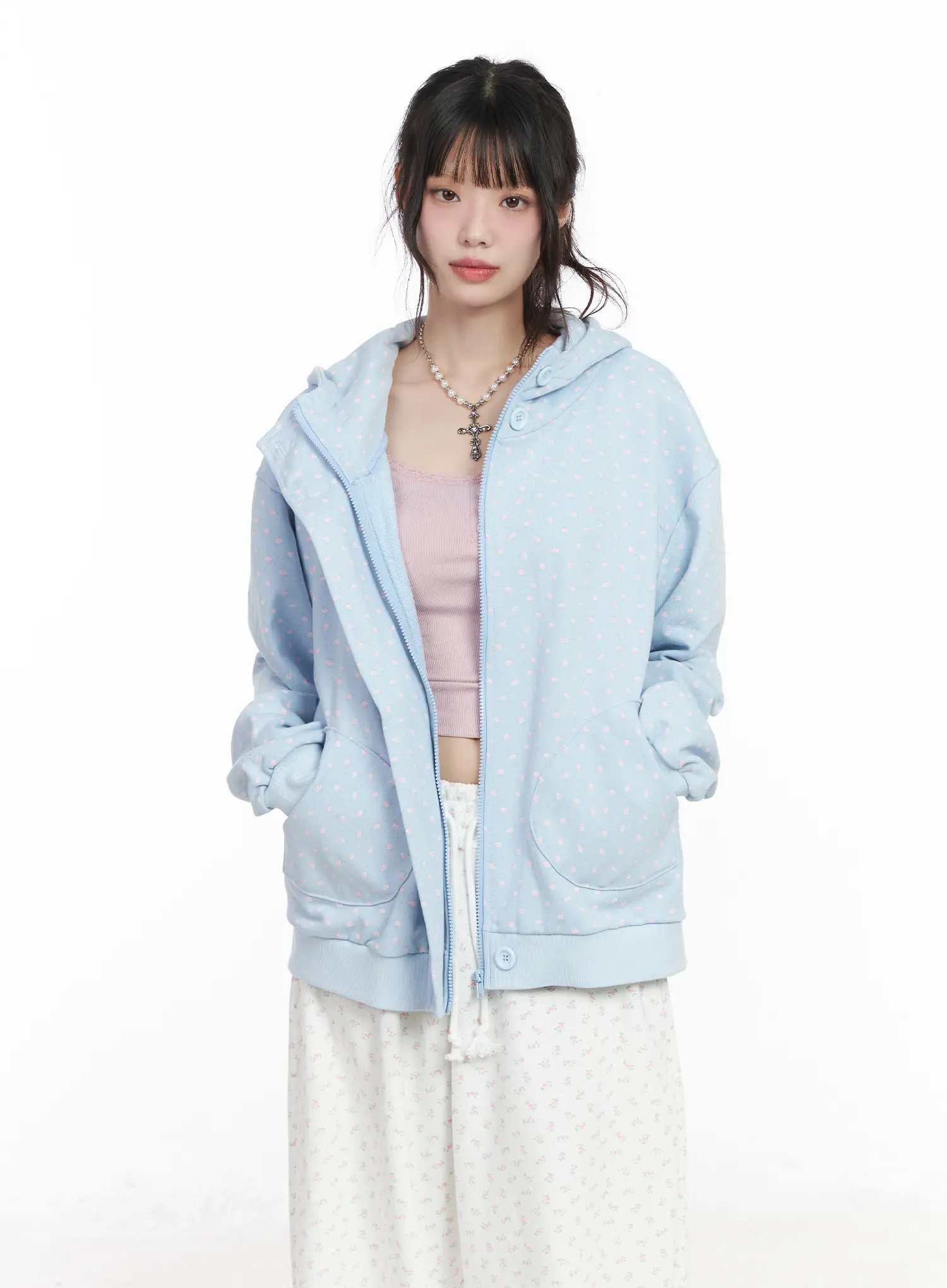 Oversized Floral Hooded Sweatshirt CM526 - Image 2