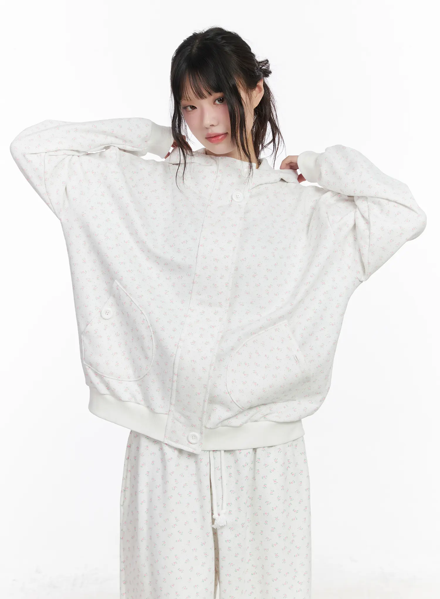 Oversized Floral Hooded Sweatshirt CM526 - Image 8