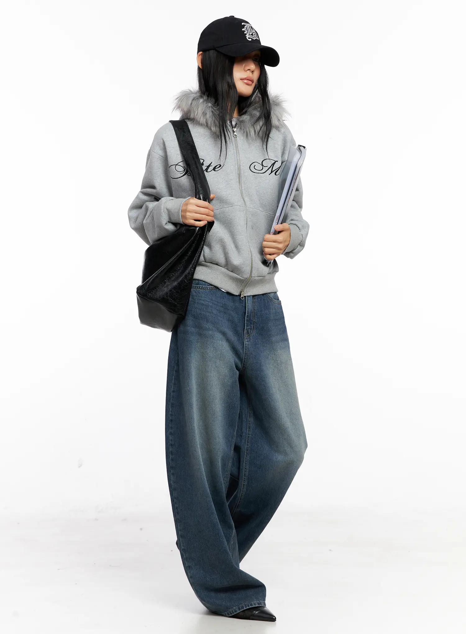 Oversized Fur Zip-Up Hoodie CO529 - Image 11
