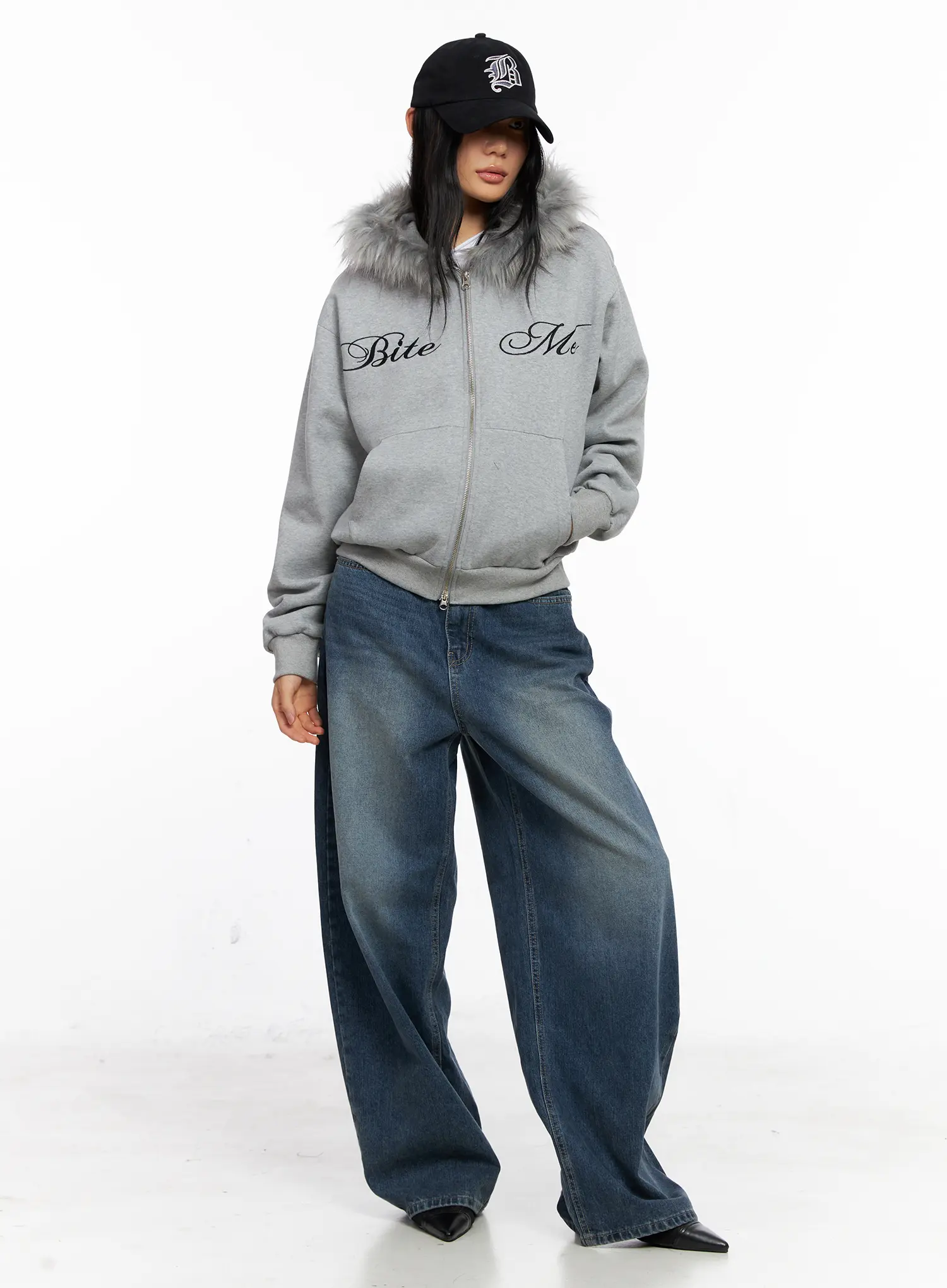 Oversized Fur Zip-Up Hoodie CO529 - Image 3