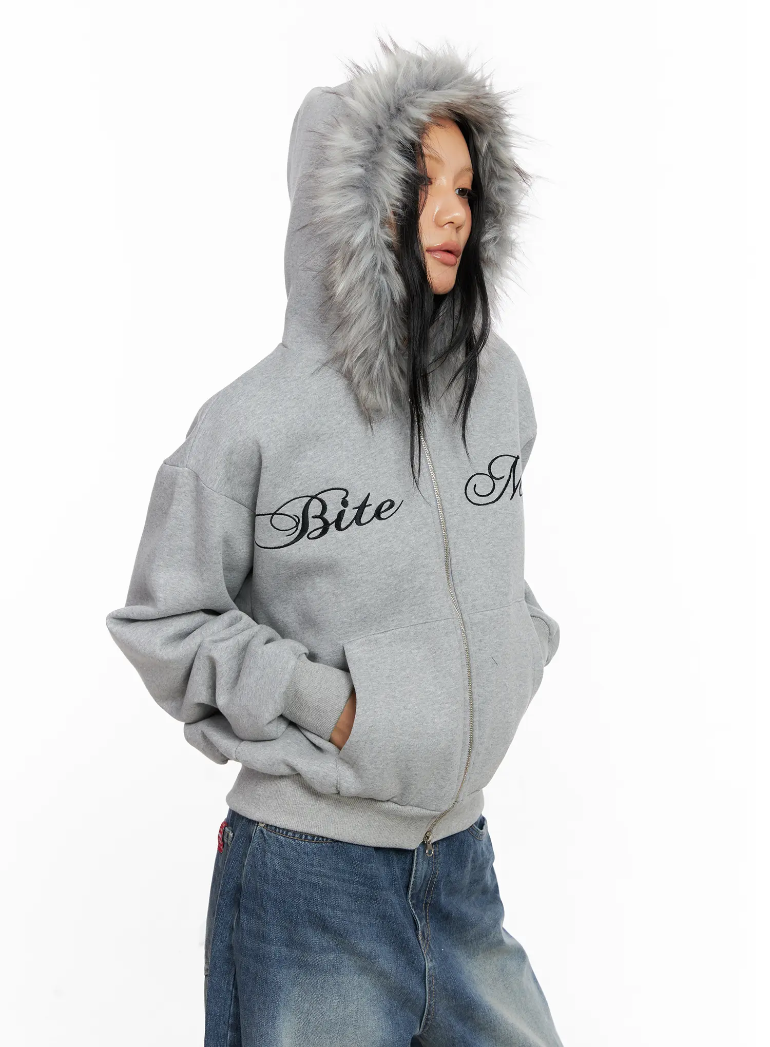Oversized Fur Zip-Up Hoodie CO529 - Image 7