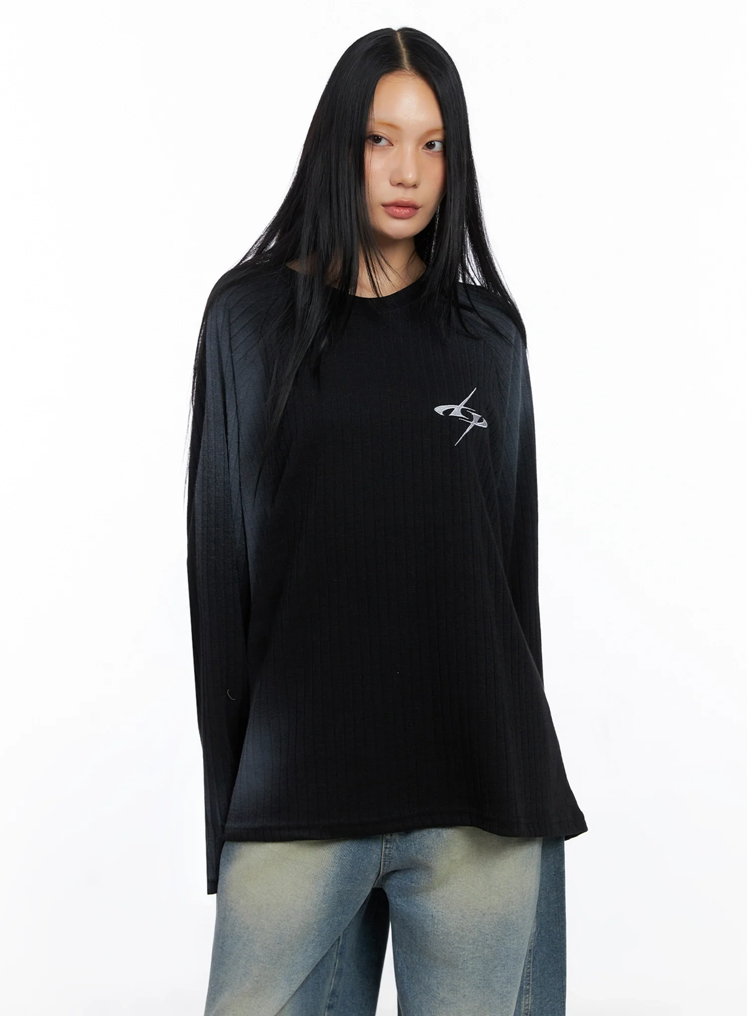 Oversized Gradient Ribbed Knit Top IO517 - Image 12