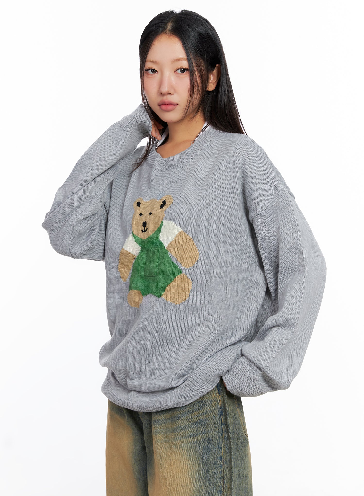 Oversized Graphic Knit Sweater CO515 - Image 8