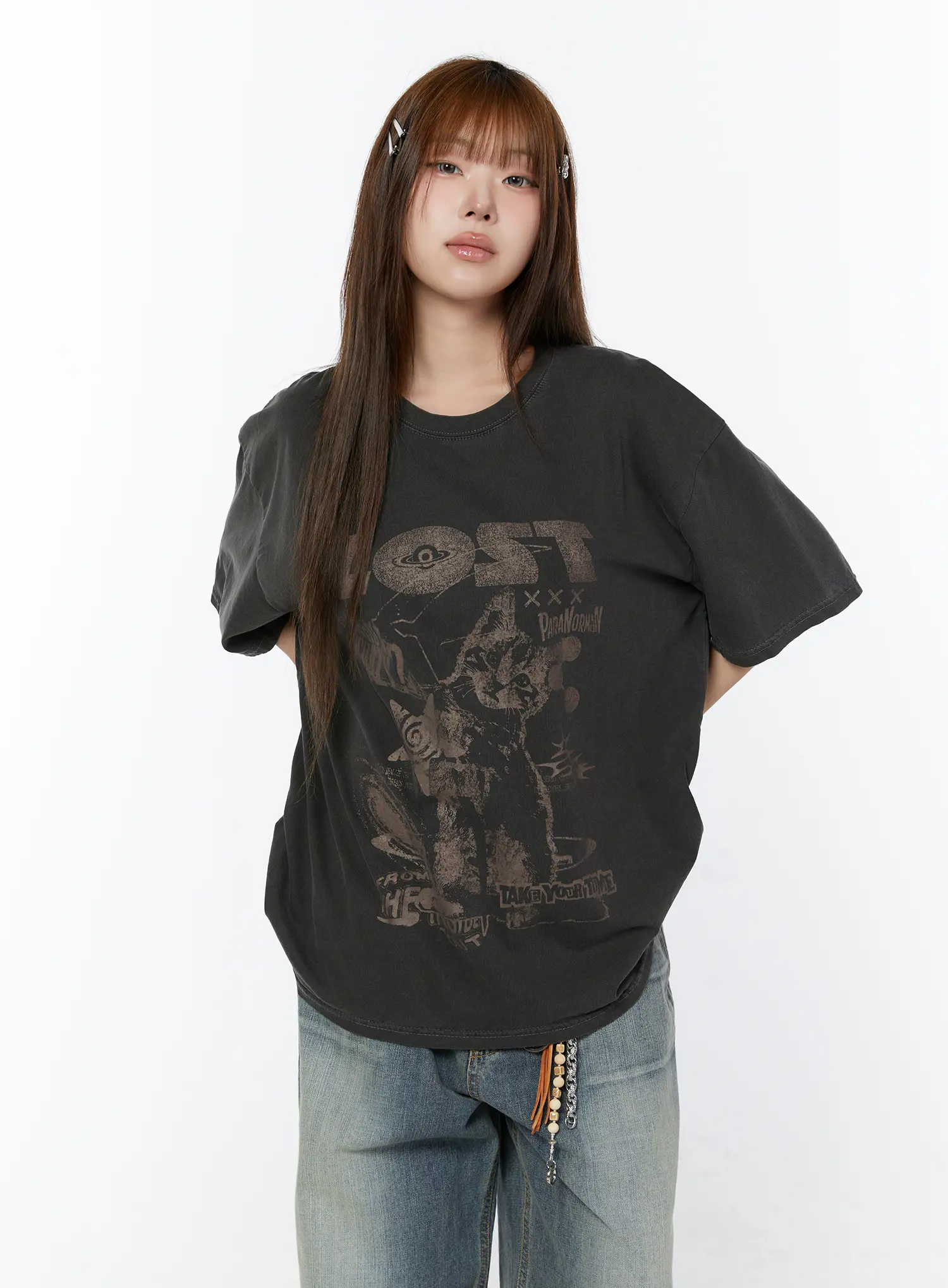 Oversized Graphic Print Tee CY518 - Image 2