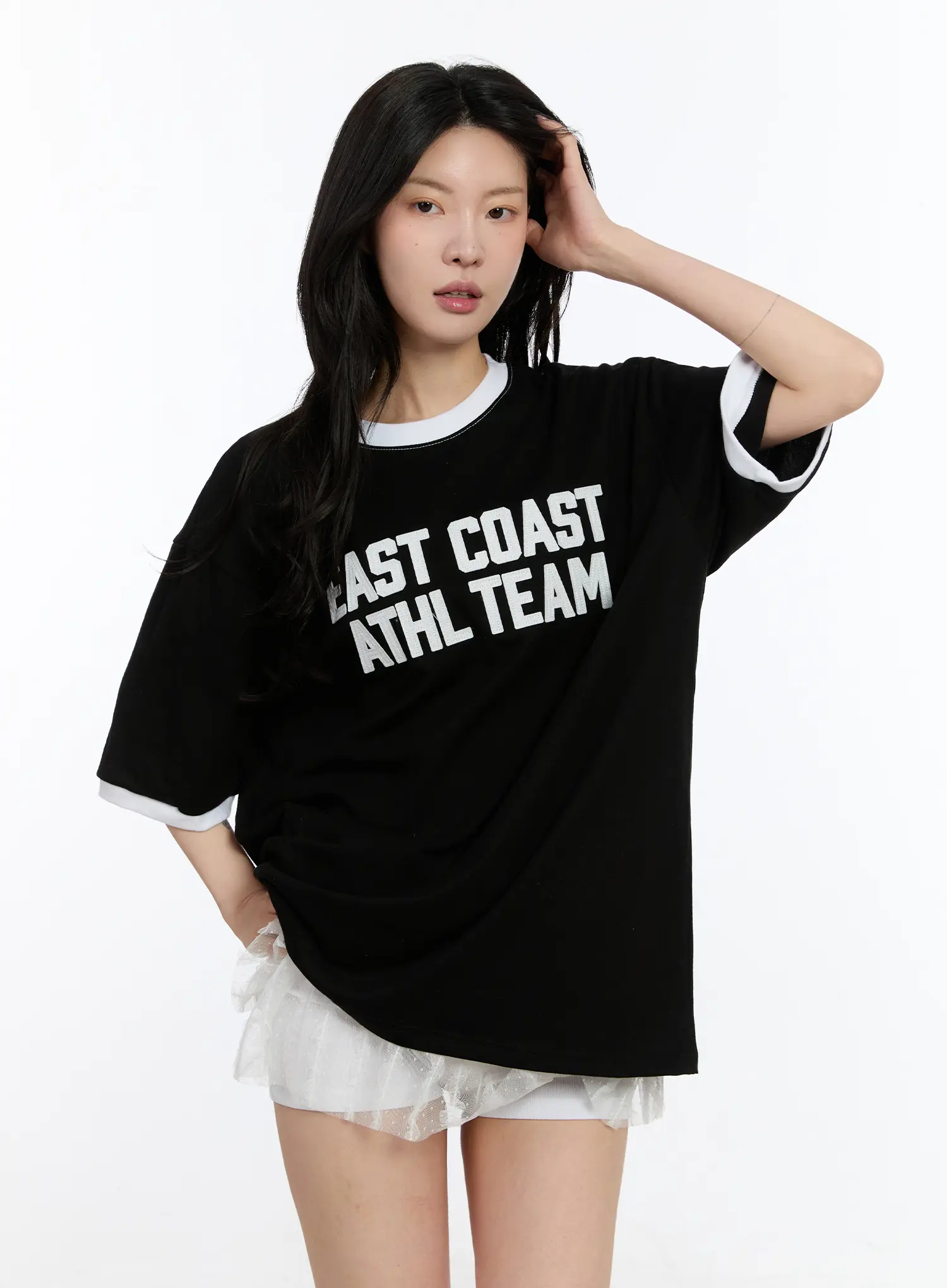 Oversized Graphic Ringer Tee CA507 - Image 7