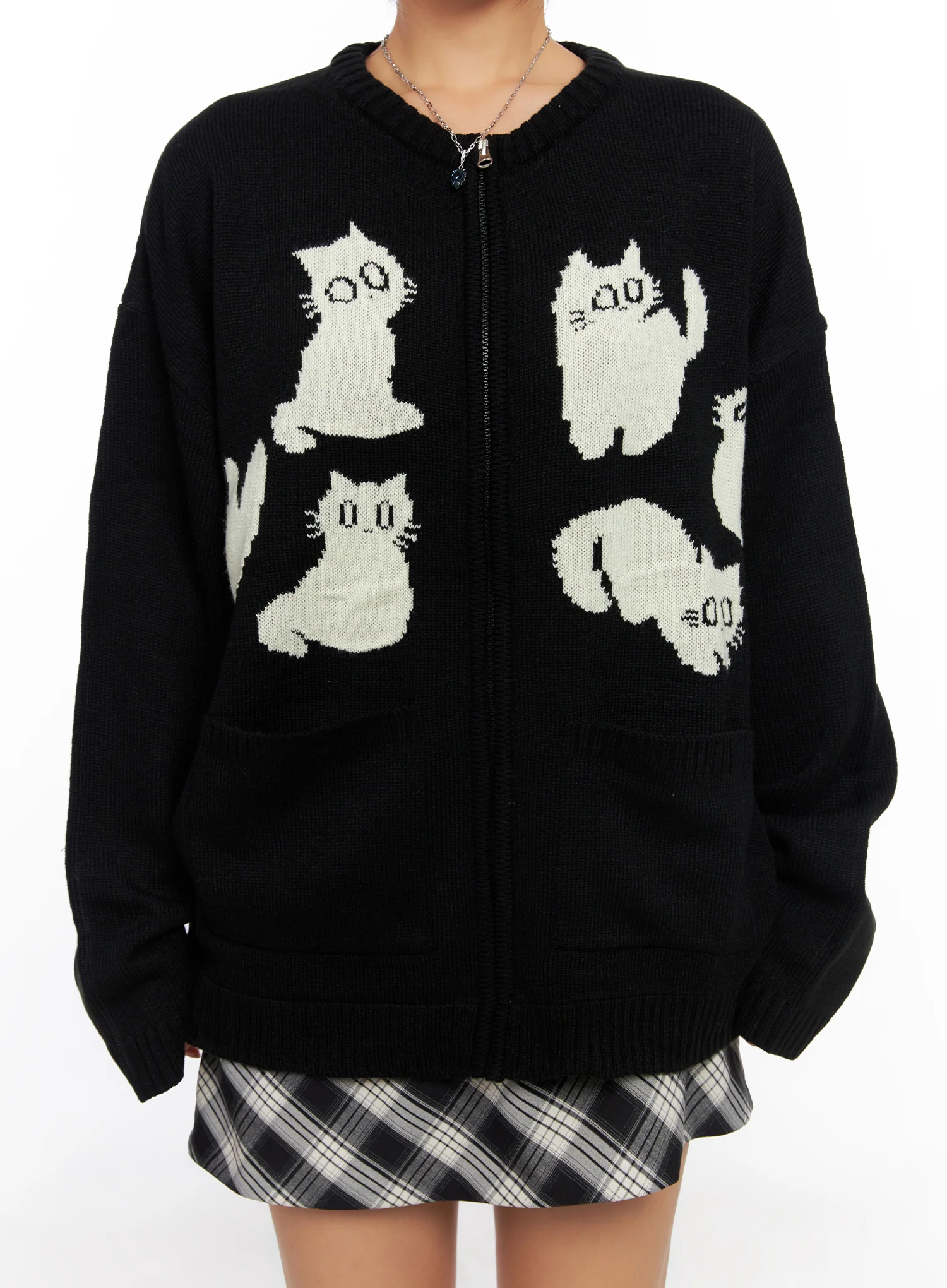 Oversized Graphic Zip-up Sweater CO515 - Image 4