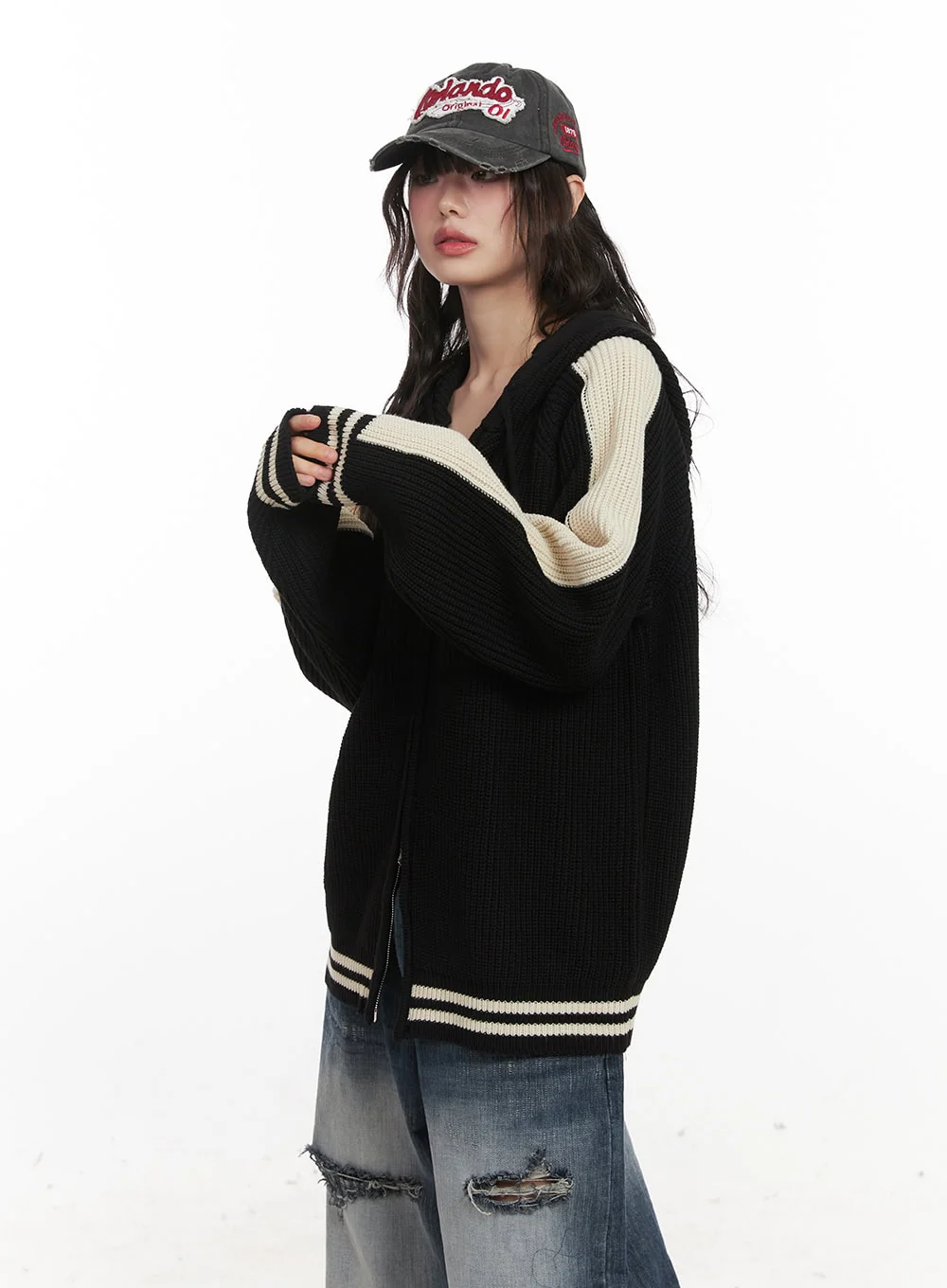 Oversized Hooded Knit Jacket CJ523 - Image 12