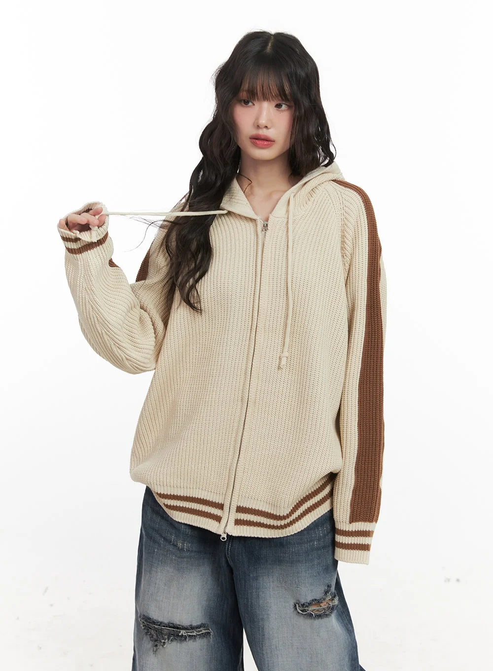 Oversized Hooded Knit Jacket CJ523 - Image 13