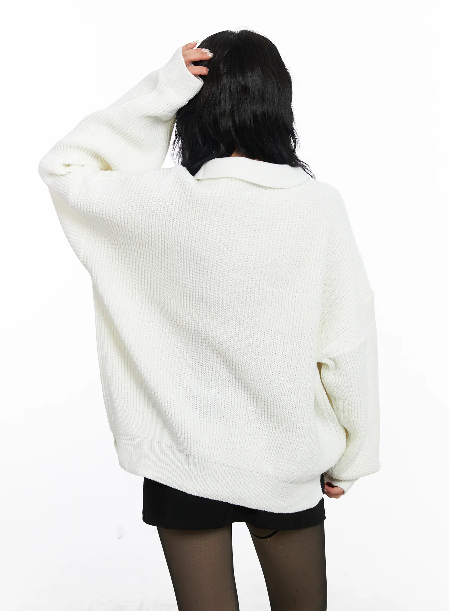 Oversized Knit Polo Sweater CJ523 - Image 9