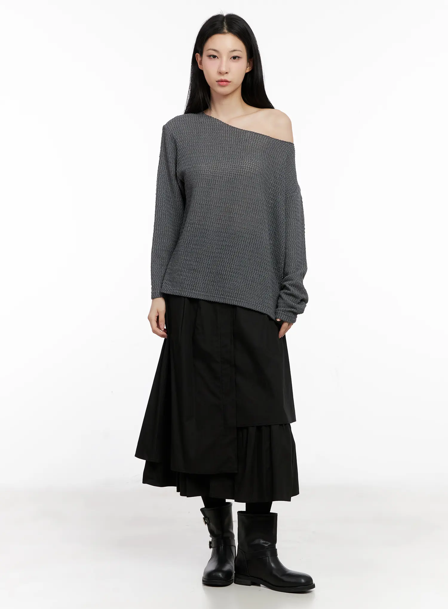 Oversized Off-Shoulder Knit Sweater CG526 - Image 4