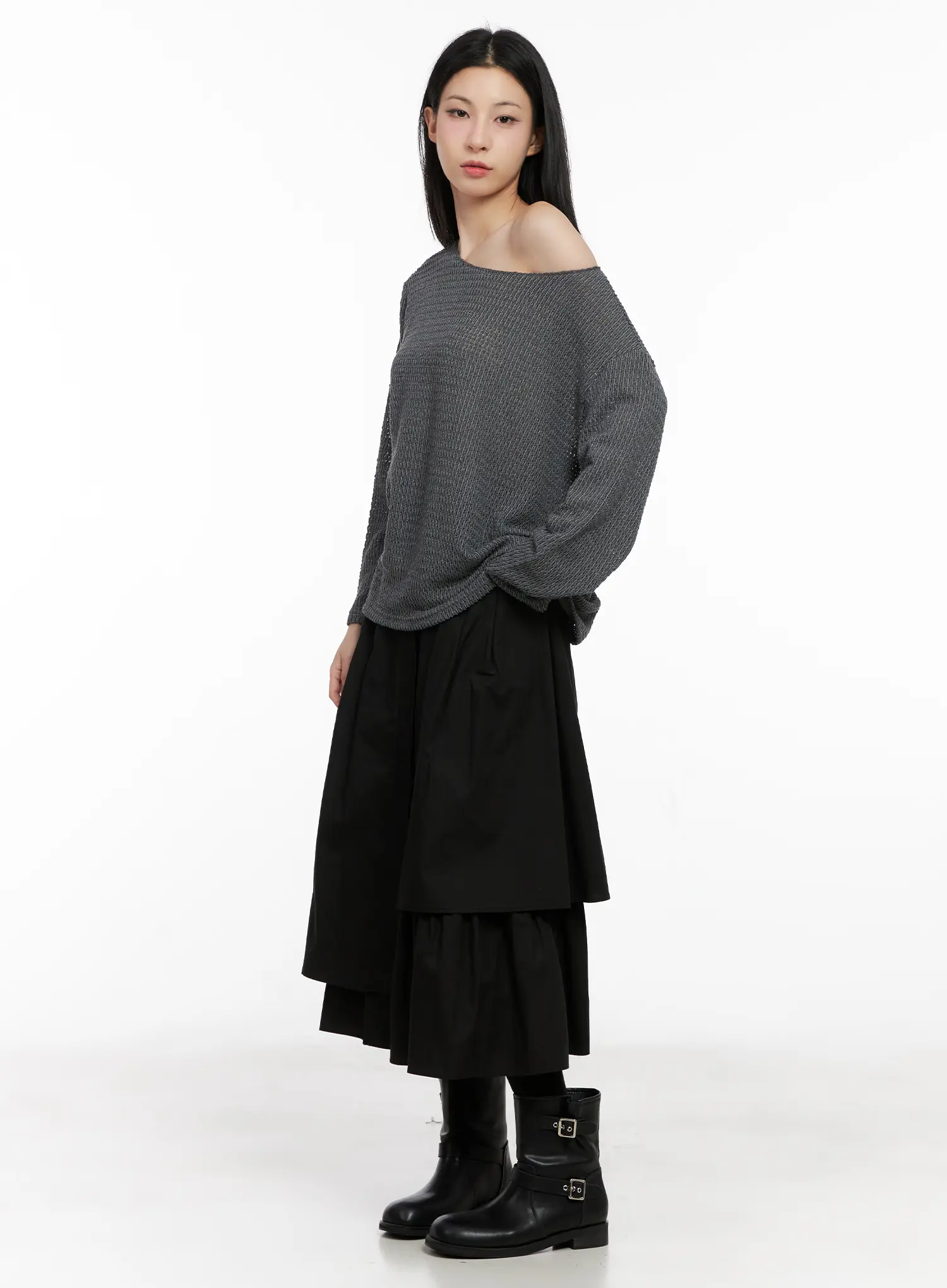 Oversized Off-Shoulder Knit Sweater CG526 - Image 5