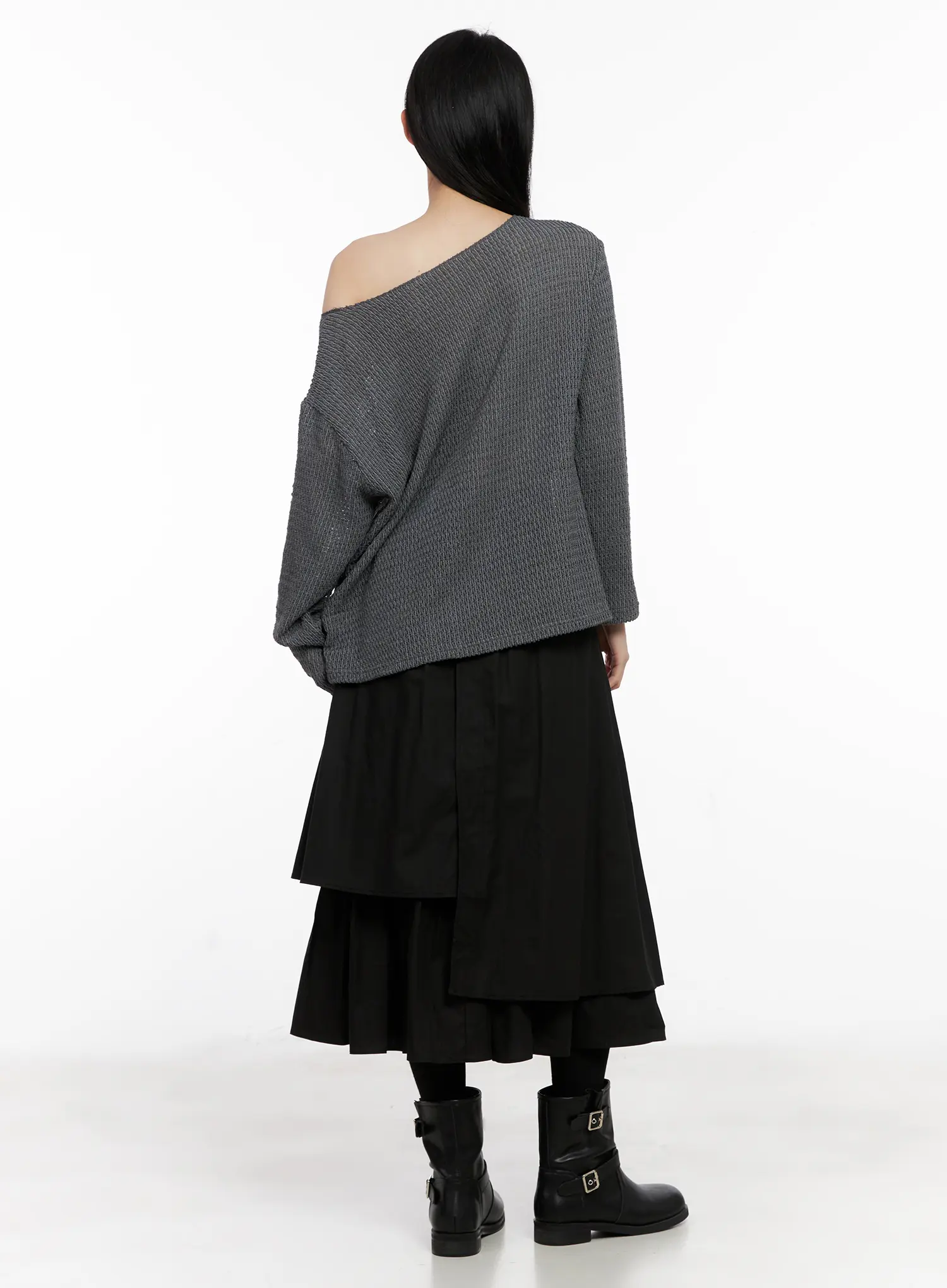 Oversized Off-Shoulder Knit Sweater CG526 - Image 6