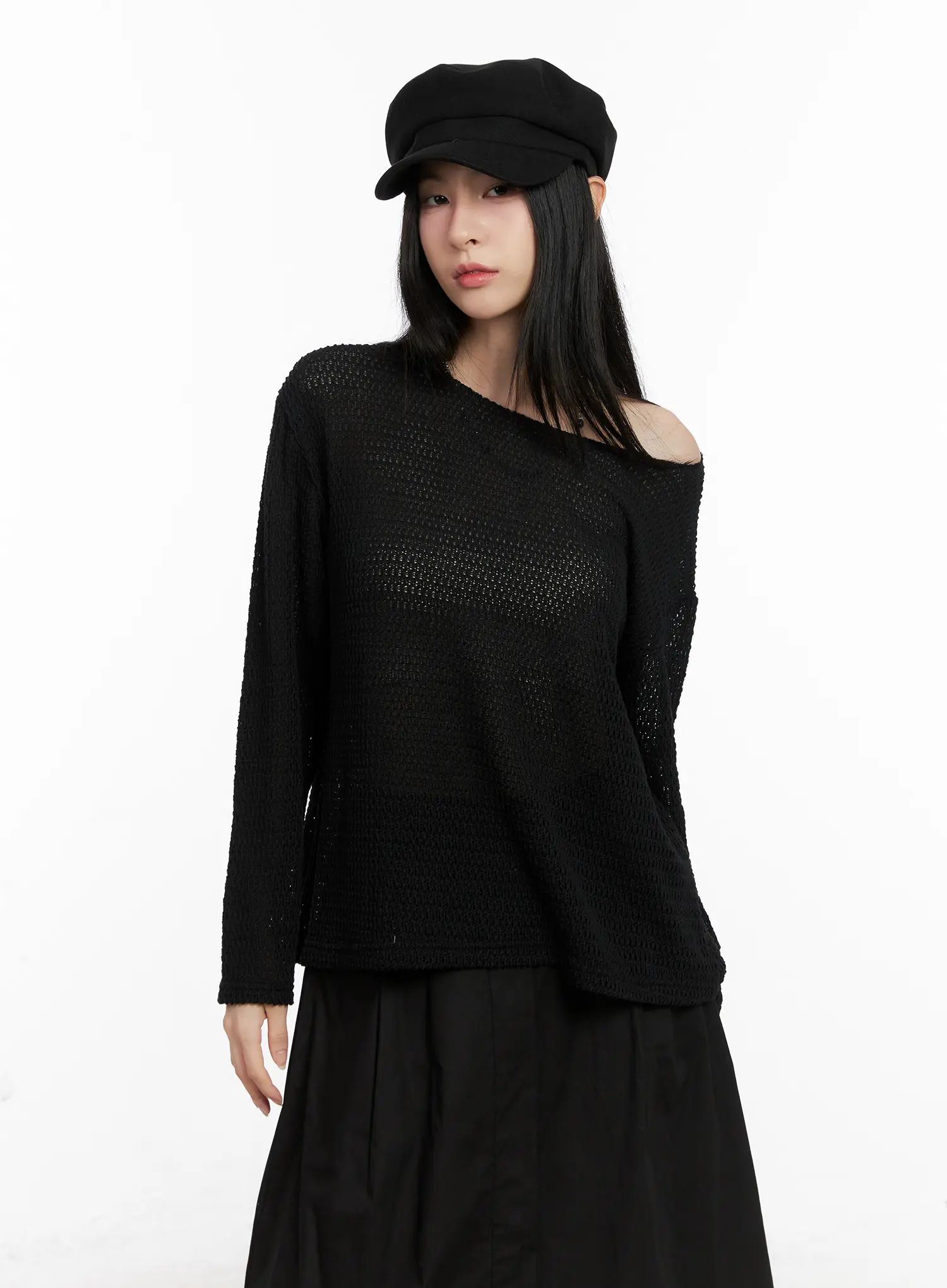 Oversized Off-Shoulder Knit Sweater CG526 - Image 9
