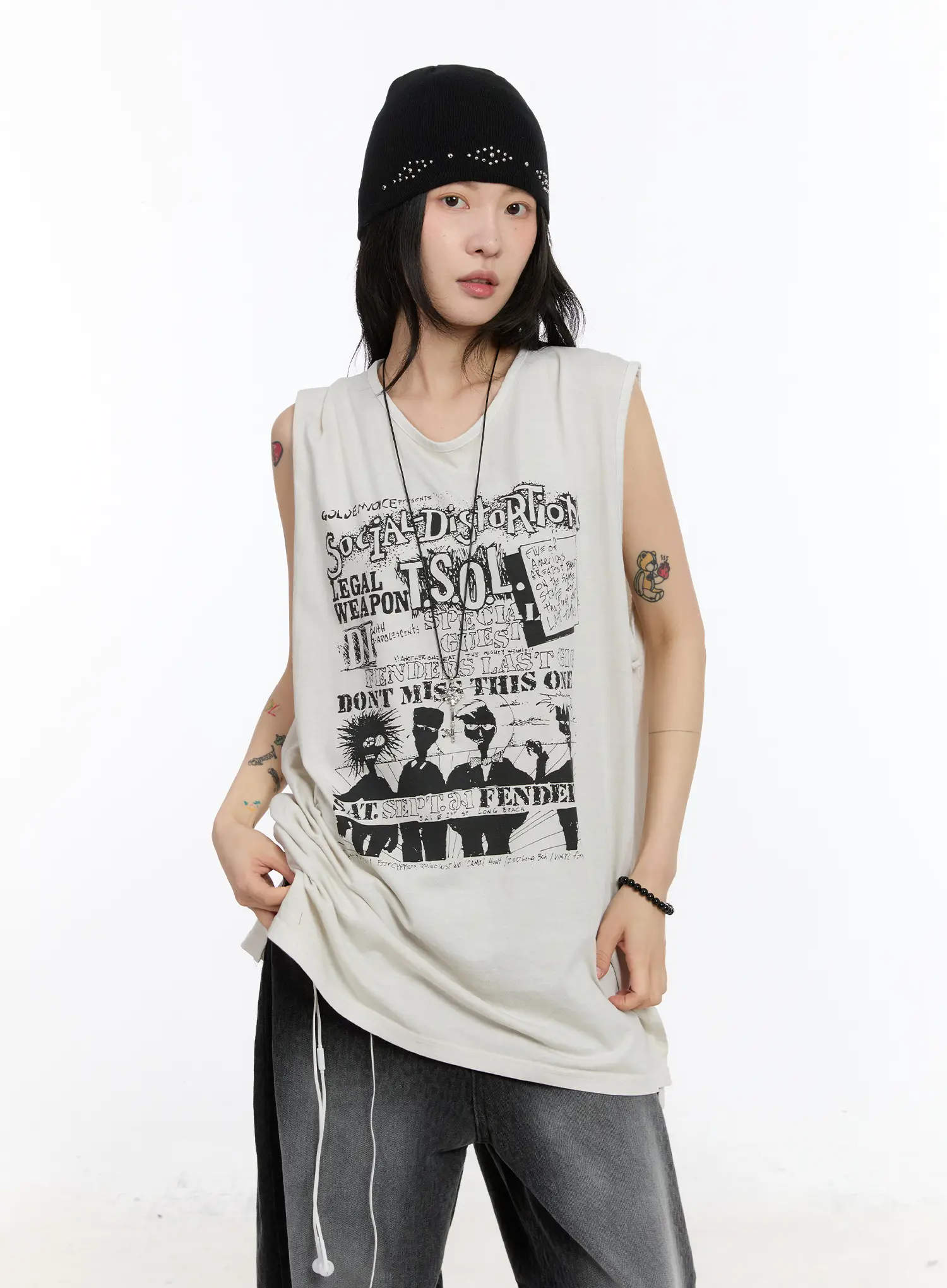 Oversized Pigment Print Sleeveless Top CA508 - Image 2
