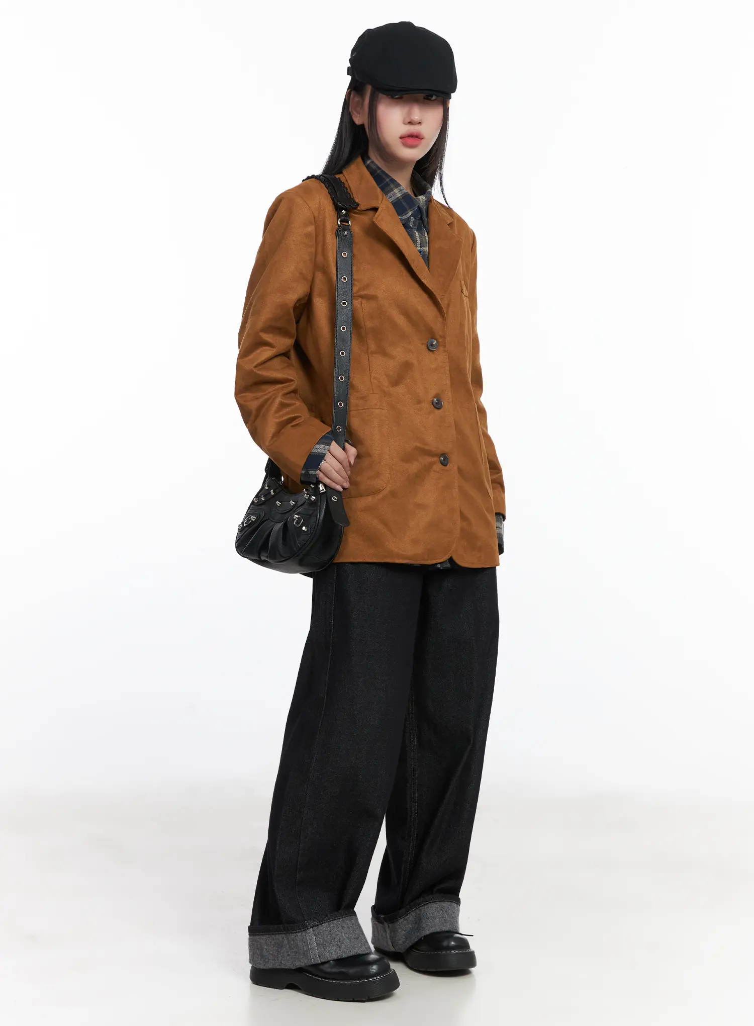 Oversized Plaid Button-Up Shirt CD529 - Image 8