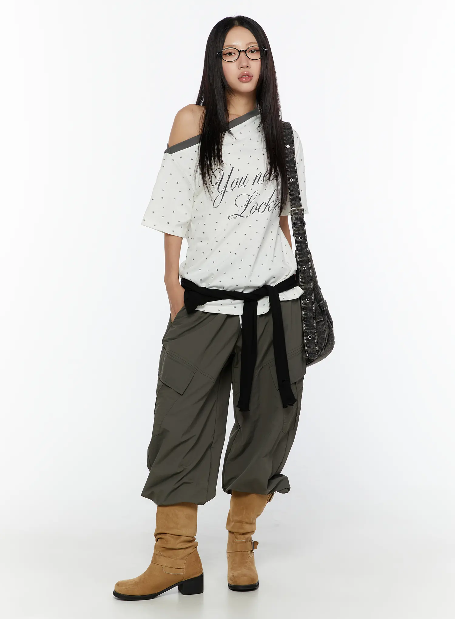 Oversized Polka Dot Off-Sholder Tee CU526 - Image 7