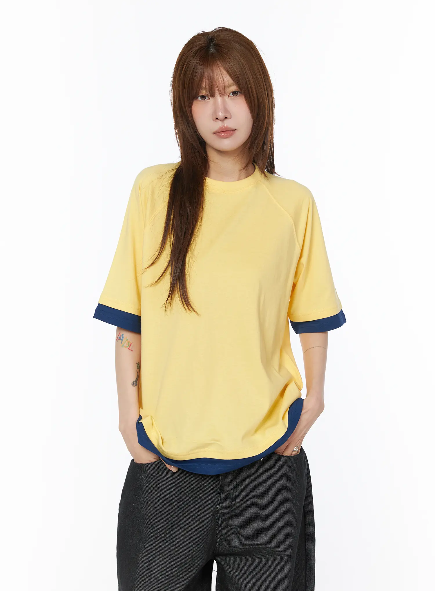 Oversized Raglan Layered T-Shirt CY527 - Image 2