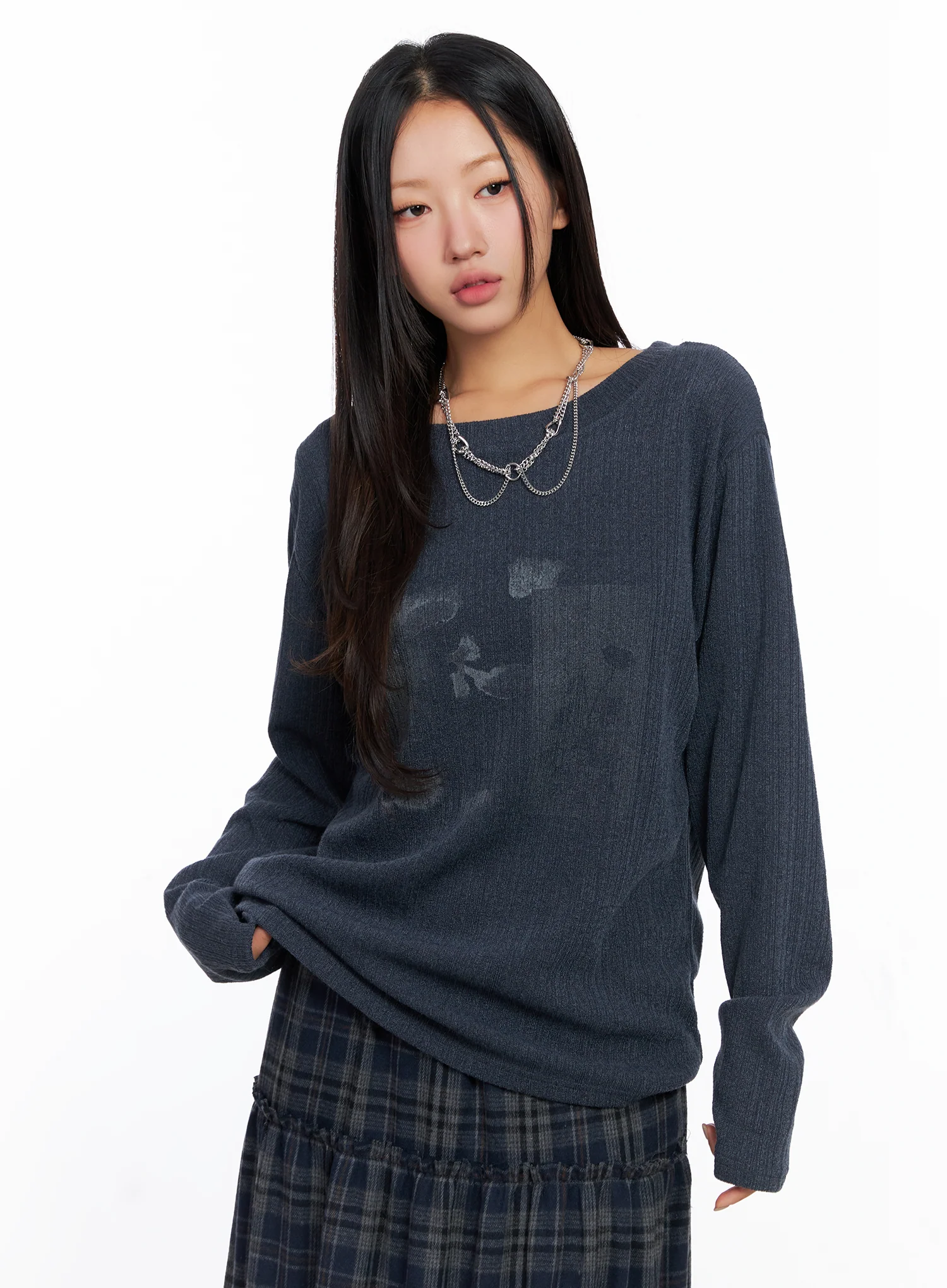 Oversized Ribbed Knit Long Sleeve Top CO515 - Image 11