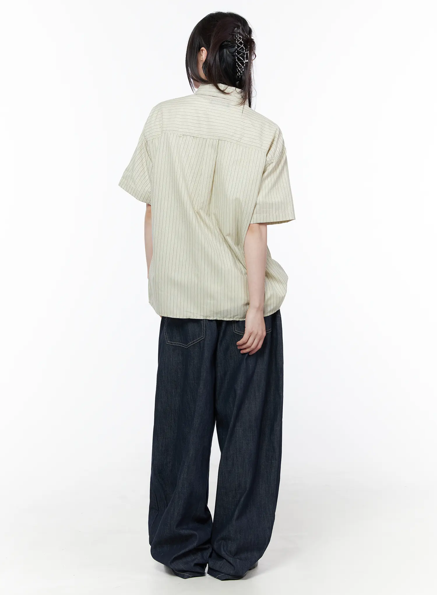 Oversized Short Sleeve Button-Up Shirt CU519 - Image 5
