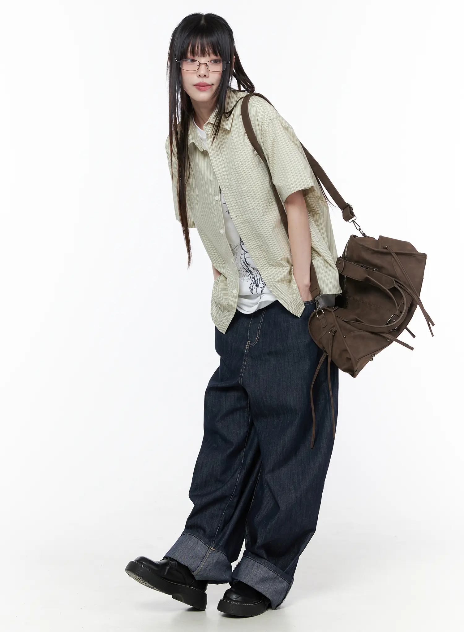 Oversized Short Sleeve Button-Up Shirt CU519 - Image 7