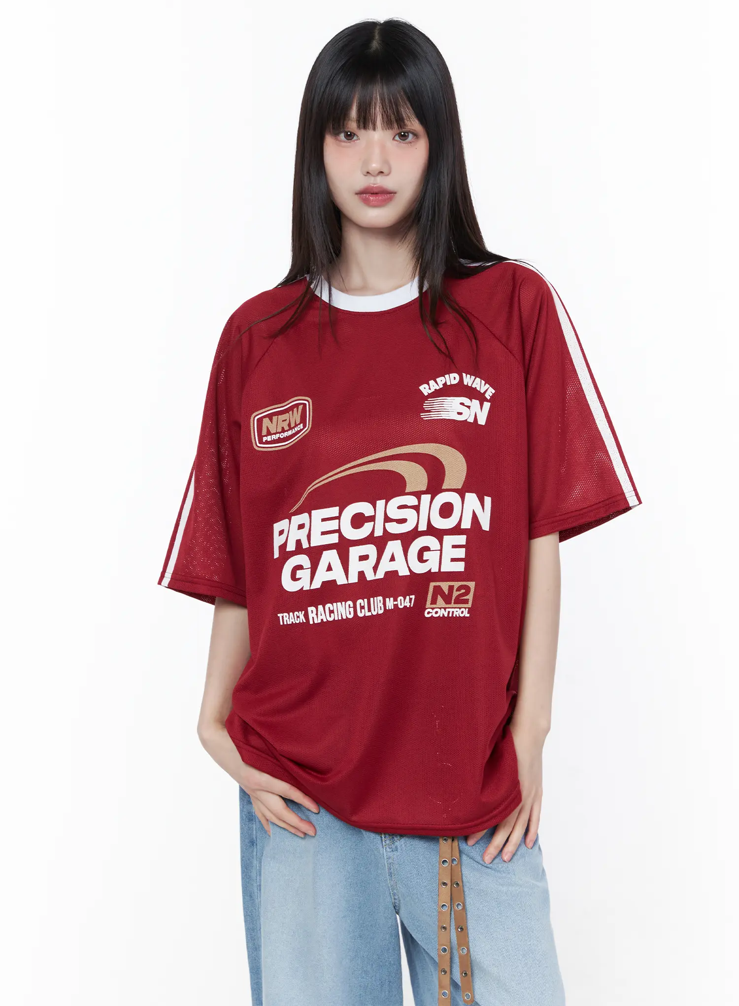Oversized Sporty Graphic Tee CU519 - Image 2