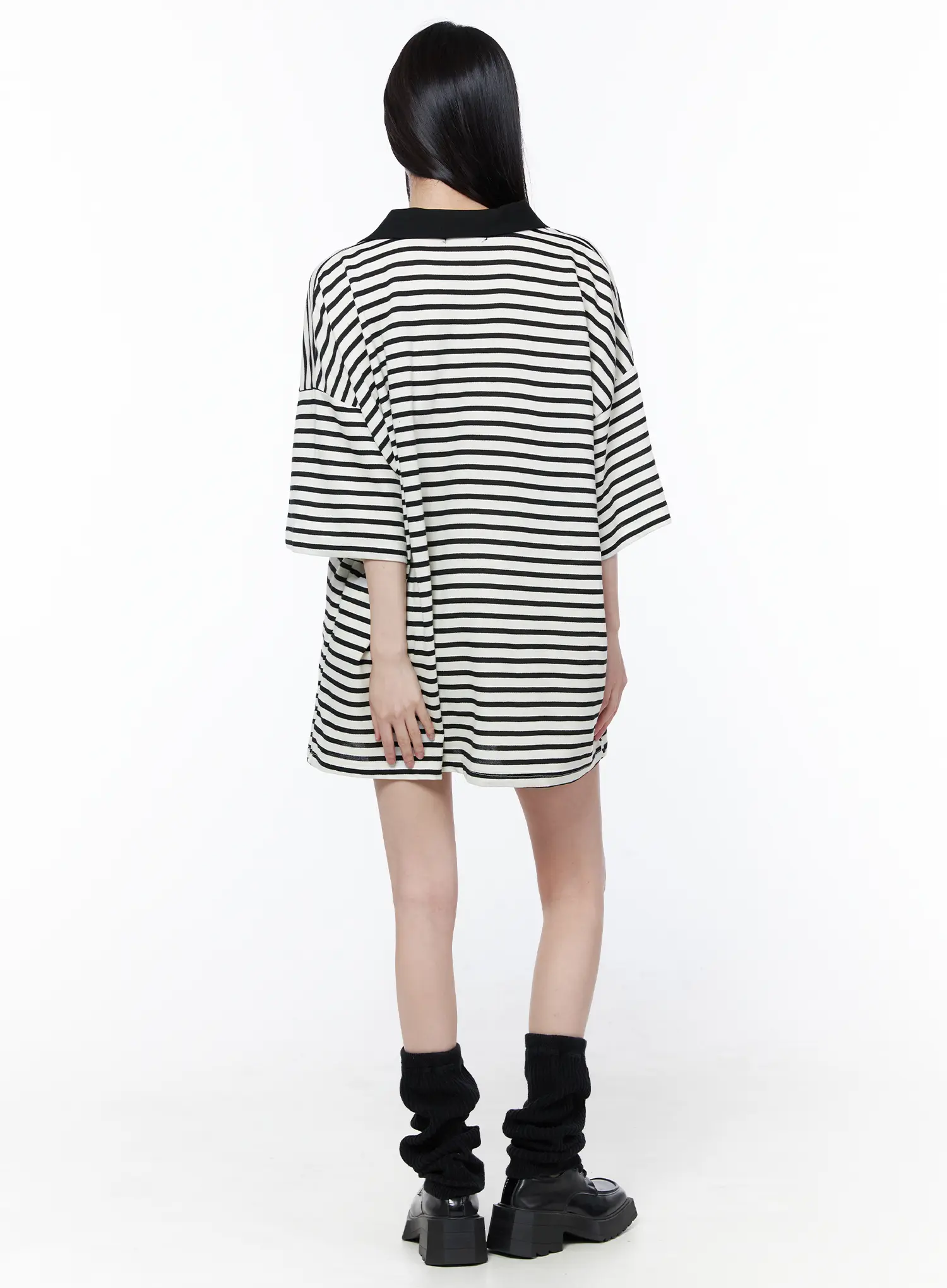 Oversized Stripe Graphic Tee CU519 - Image 5