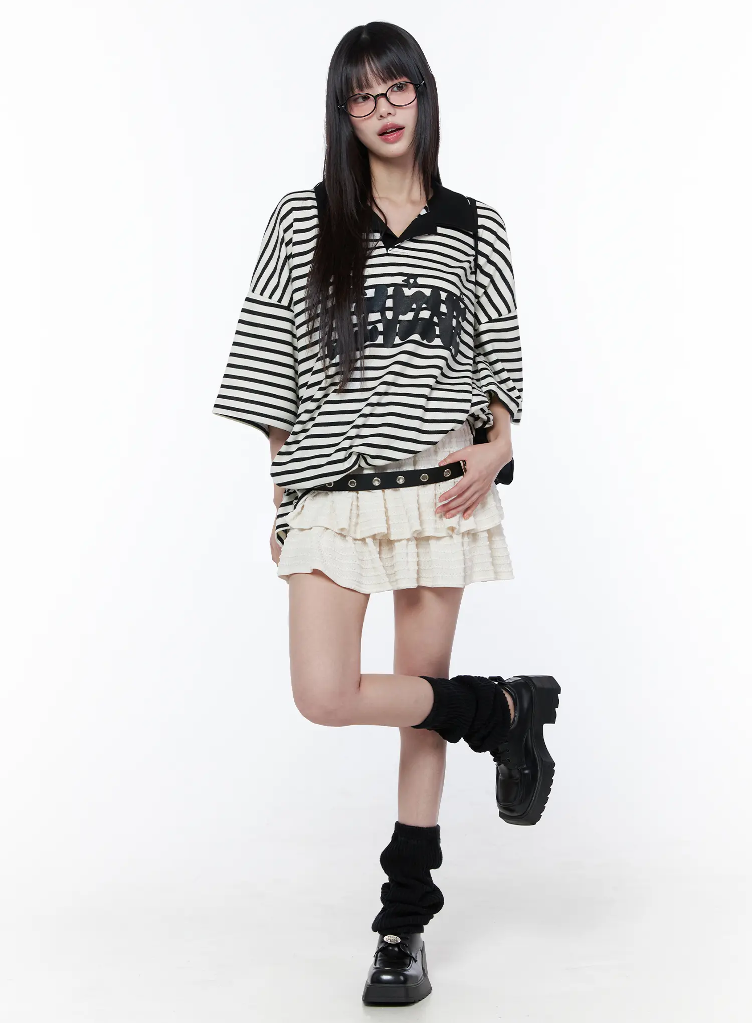 Oversized Stripe Graphic Tee CU519 - Image 7