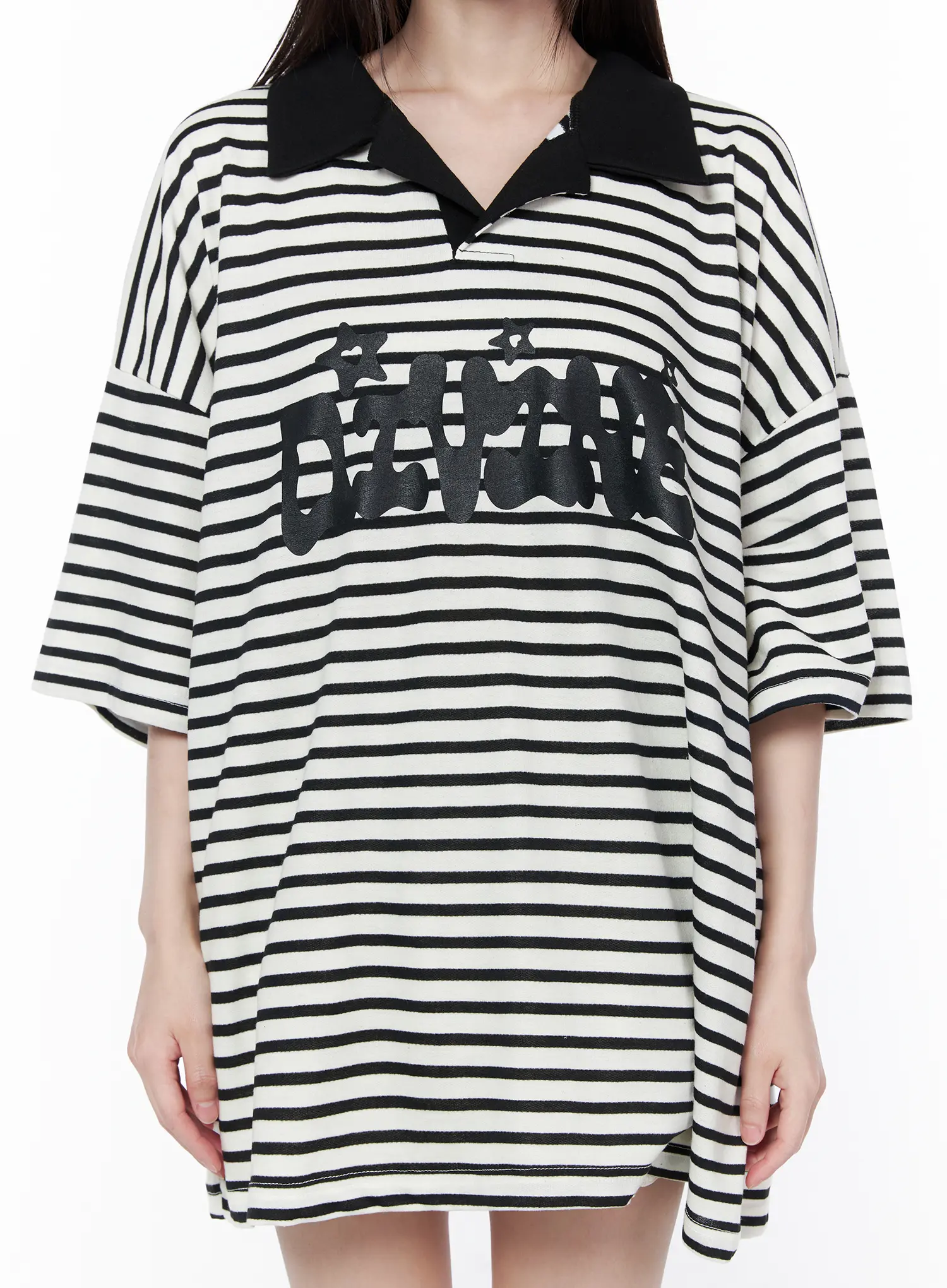 Oversized Stripe Graphic Tee CU519 - Image 8