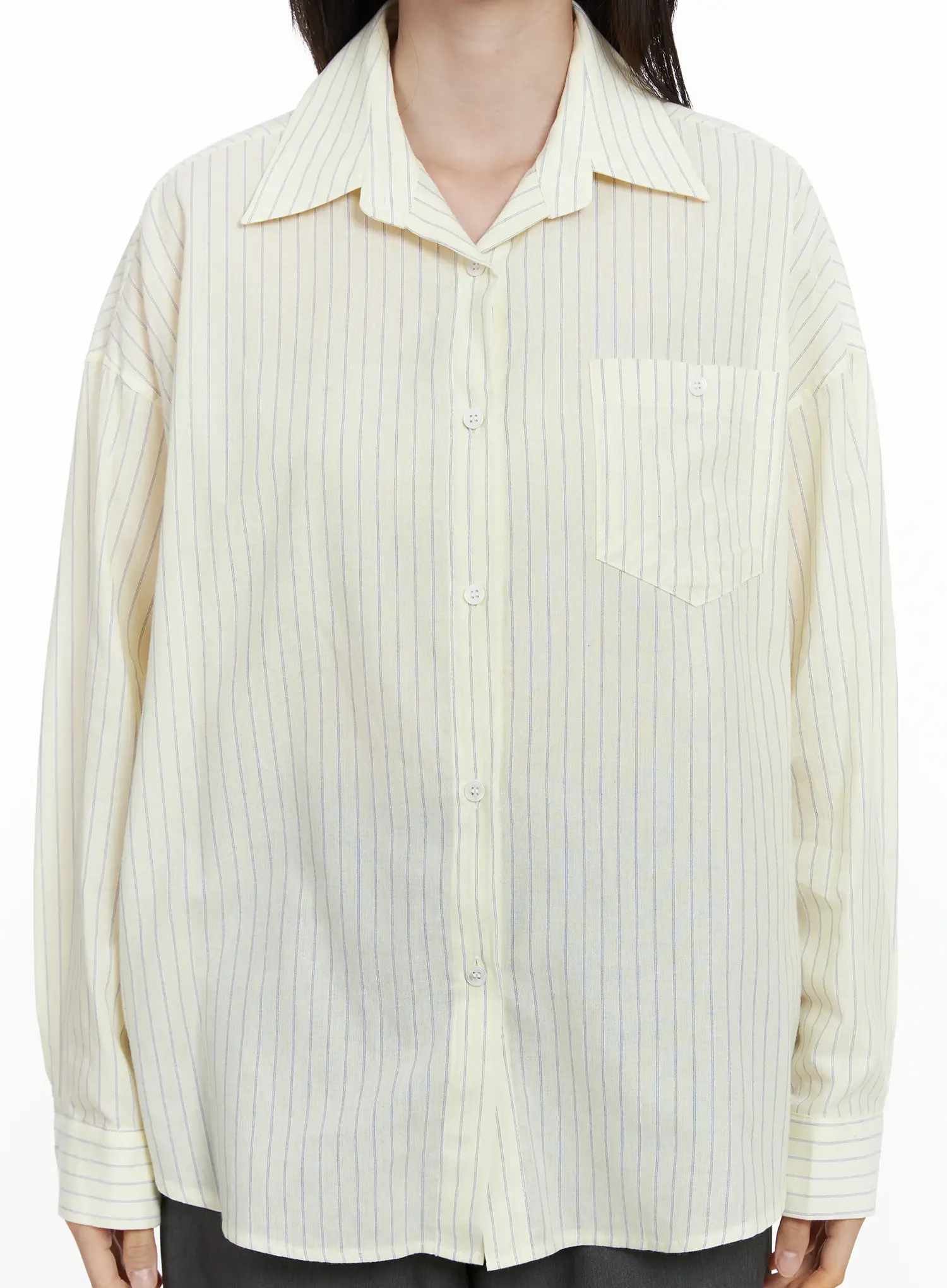 Oversized Striped Button-Up Shirt IF525 - Image 6